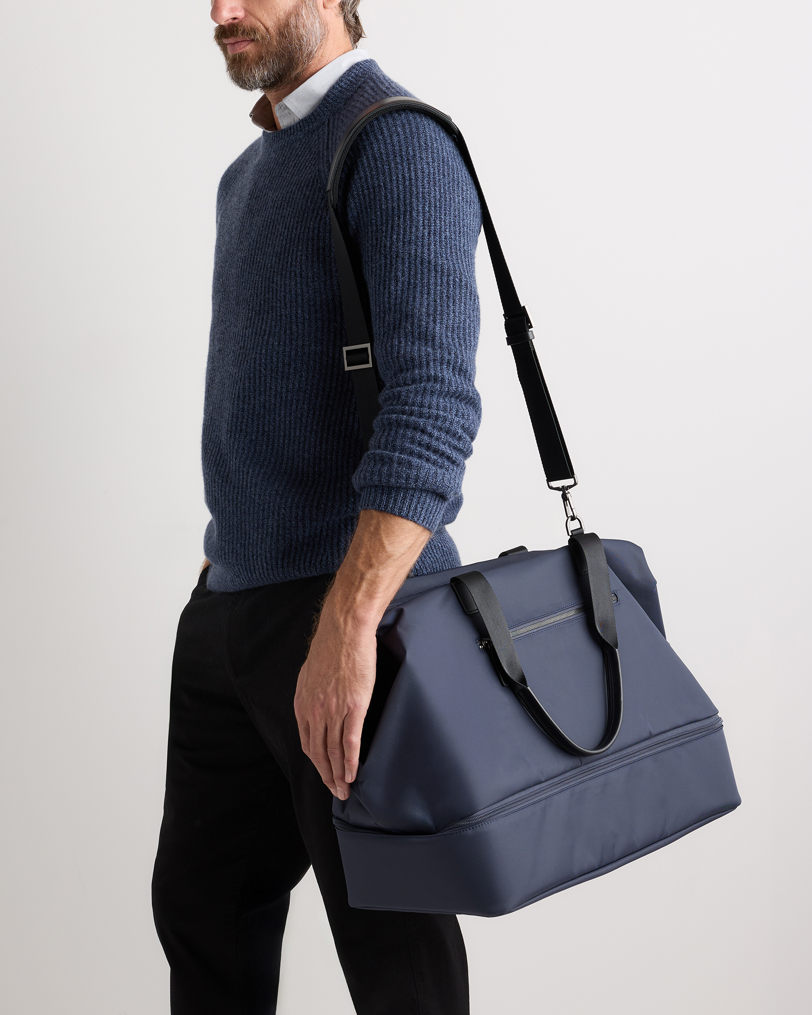 Voyage Nylon Dual Compartment Weekender in Navy