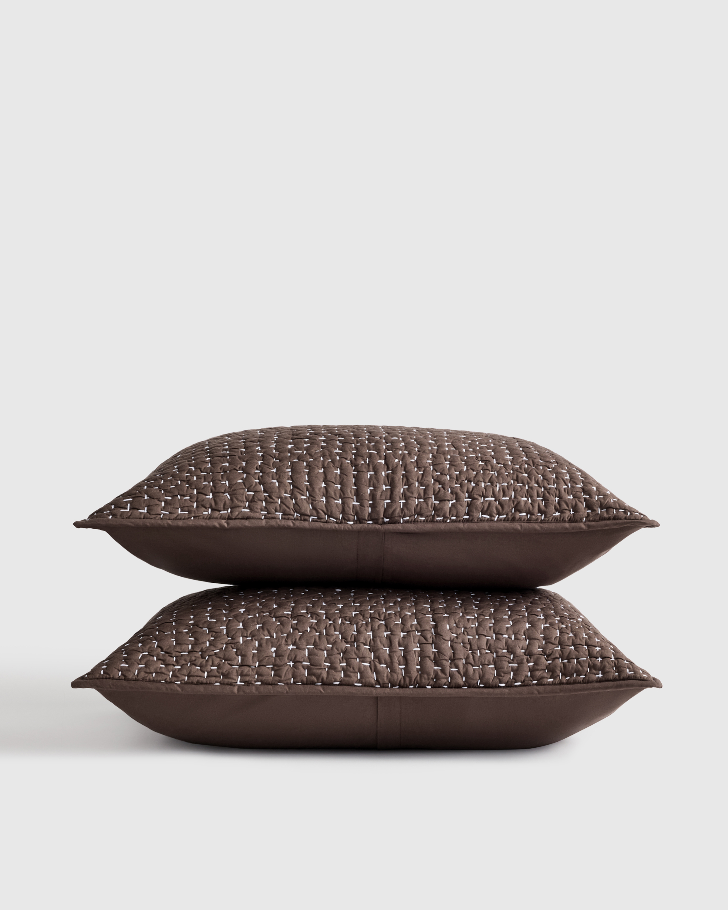 Espresso Organic Cotton Hand Stitched Quilted Sham Set