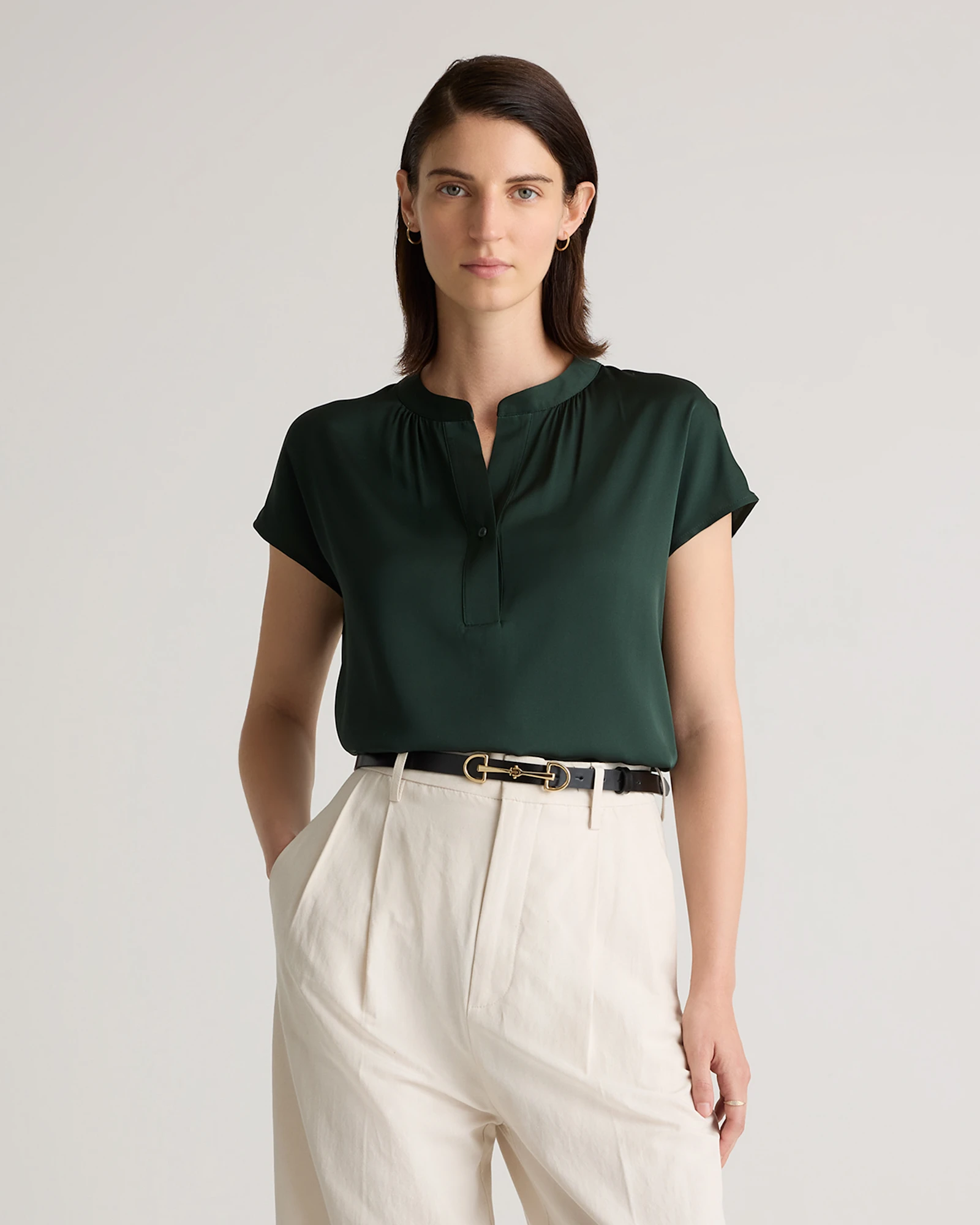 Women's Washable Stretch Silk Dolman Sleeve Blouse