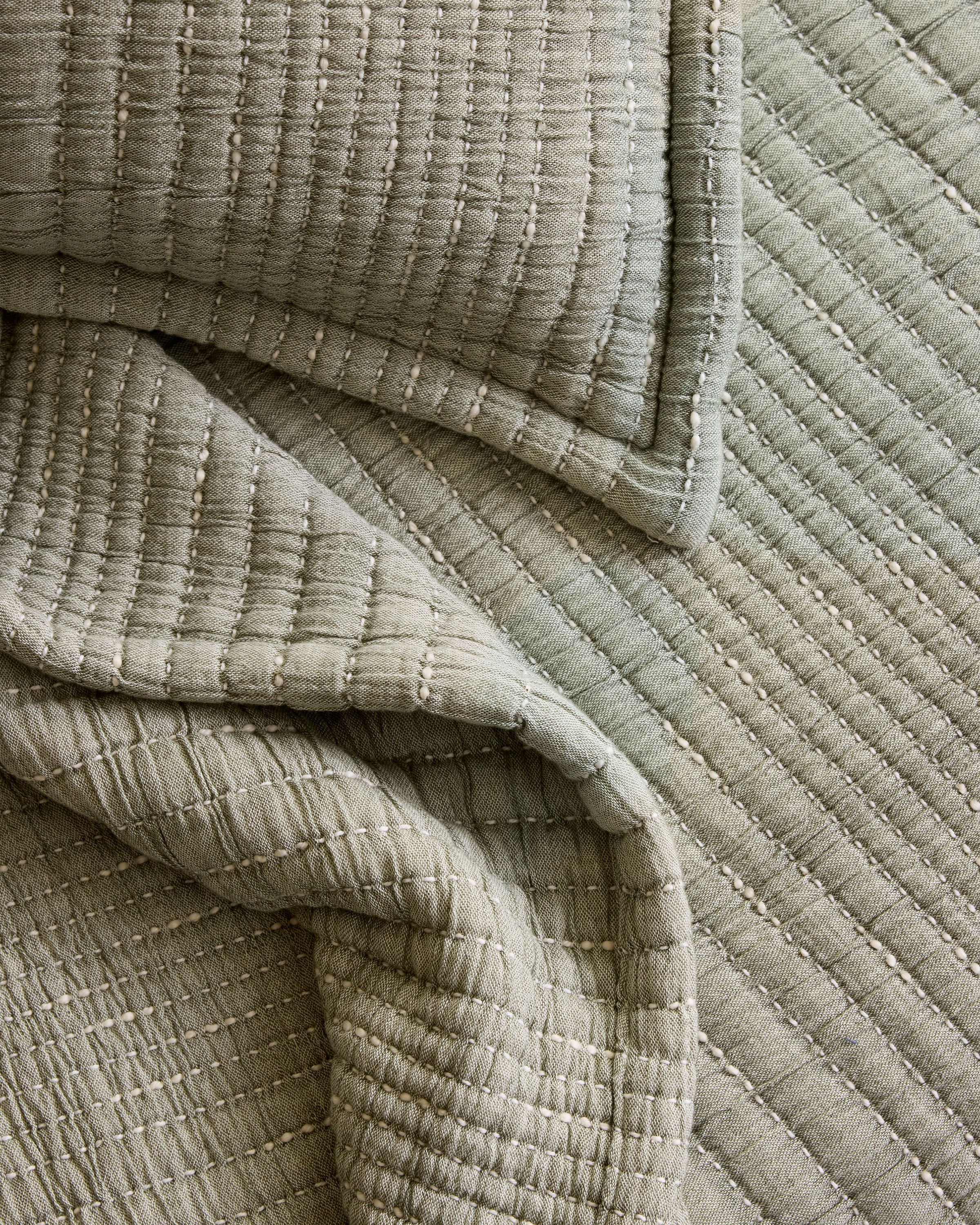 Organic Cotton Channel Quilted Sham Set in Green
