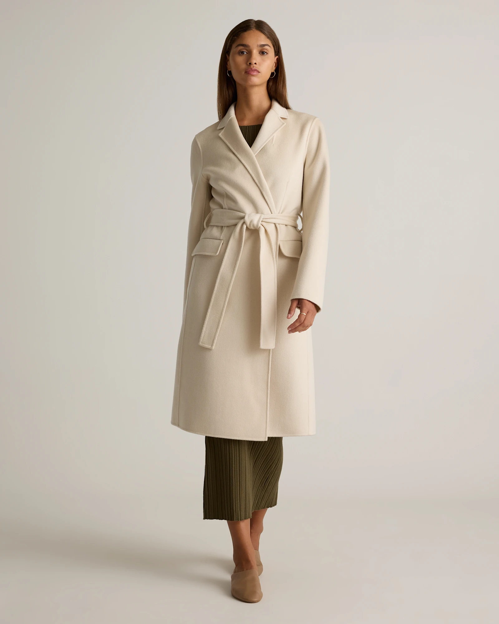 100% Mongolian Cashmere Double-Faced Wrap Coat