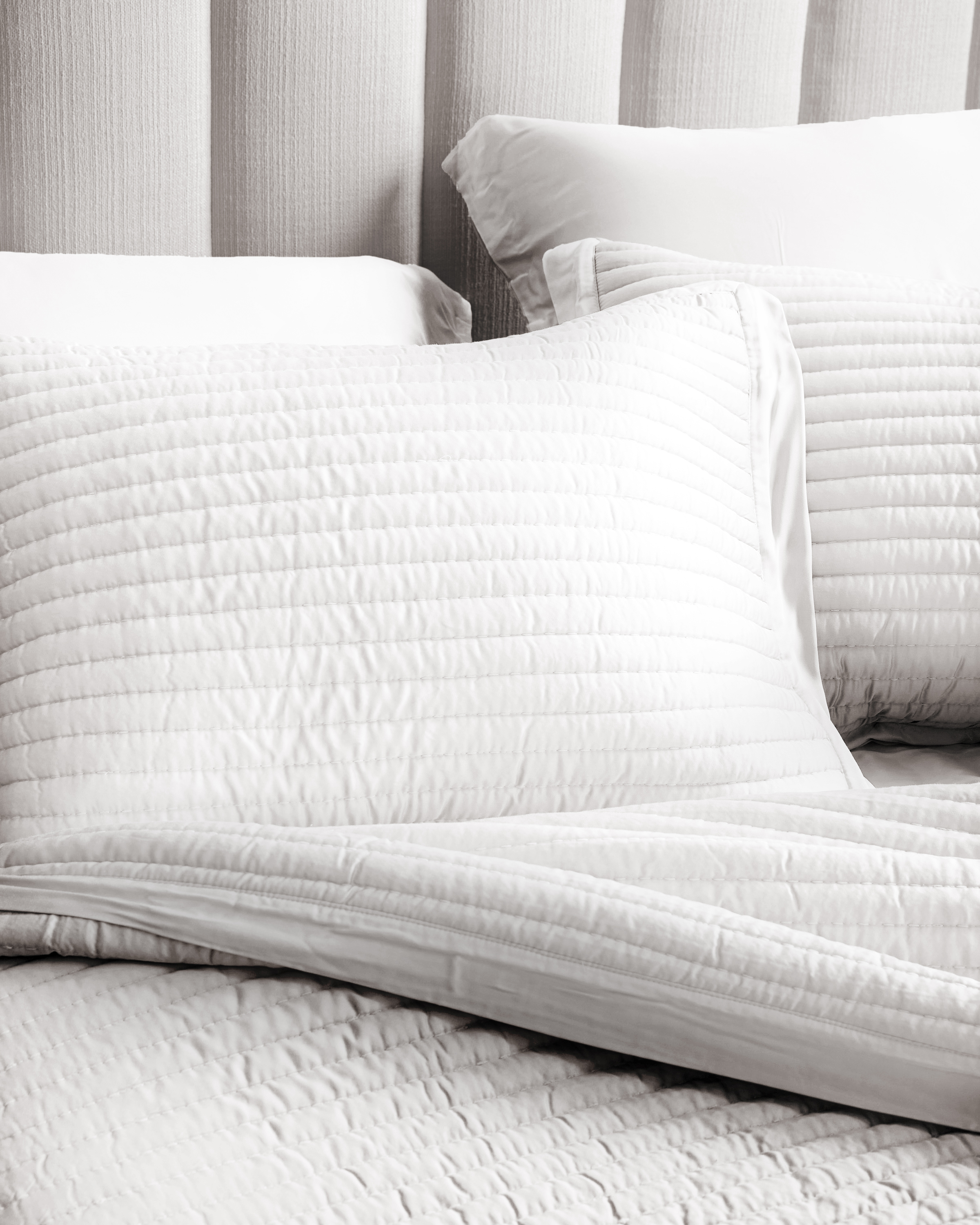 White Bamboo Channel Quilted Sham Set