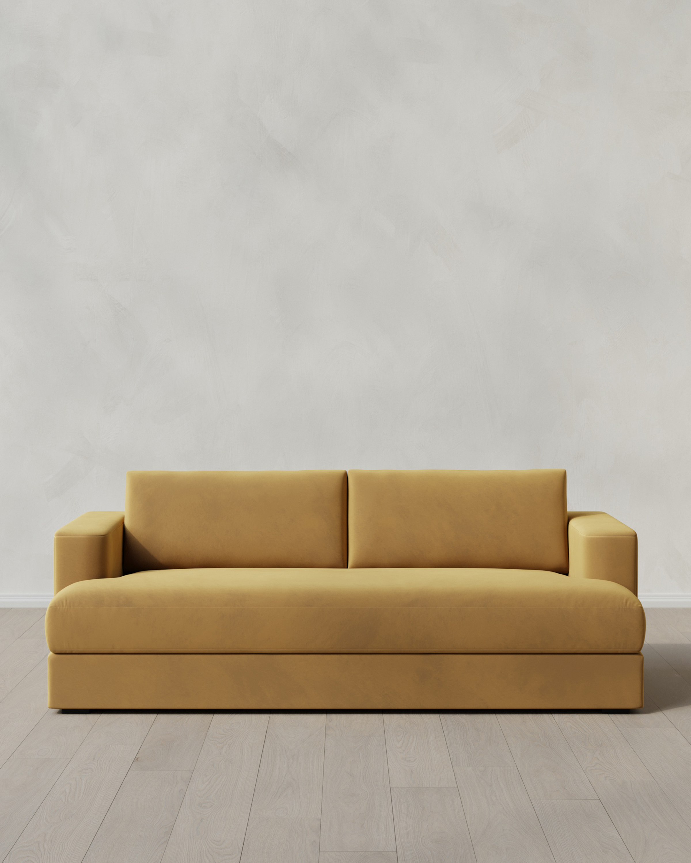 Caramel Sierra Curved Arm Sofa in Performance Velvet