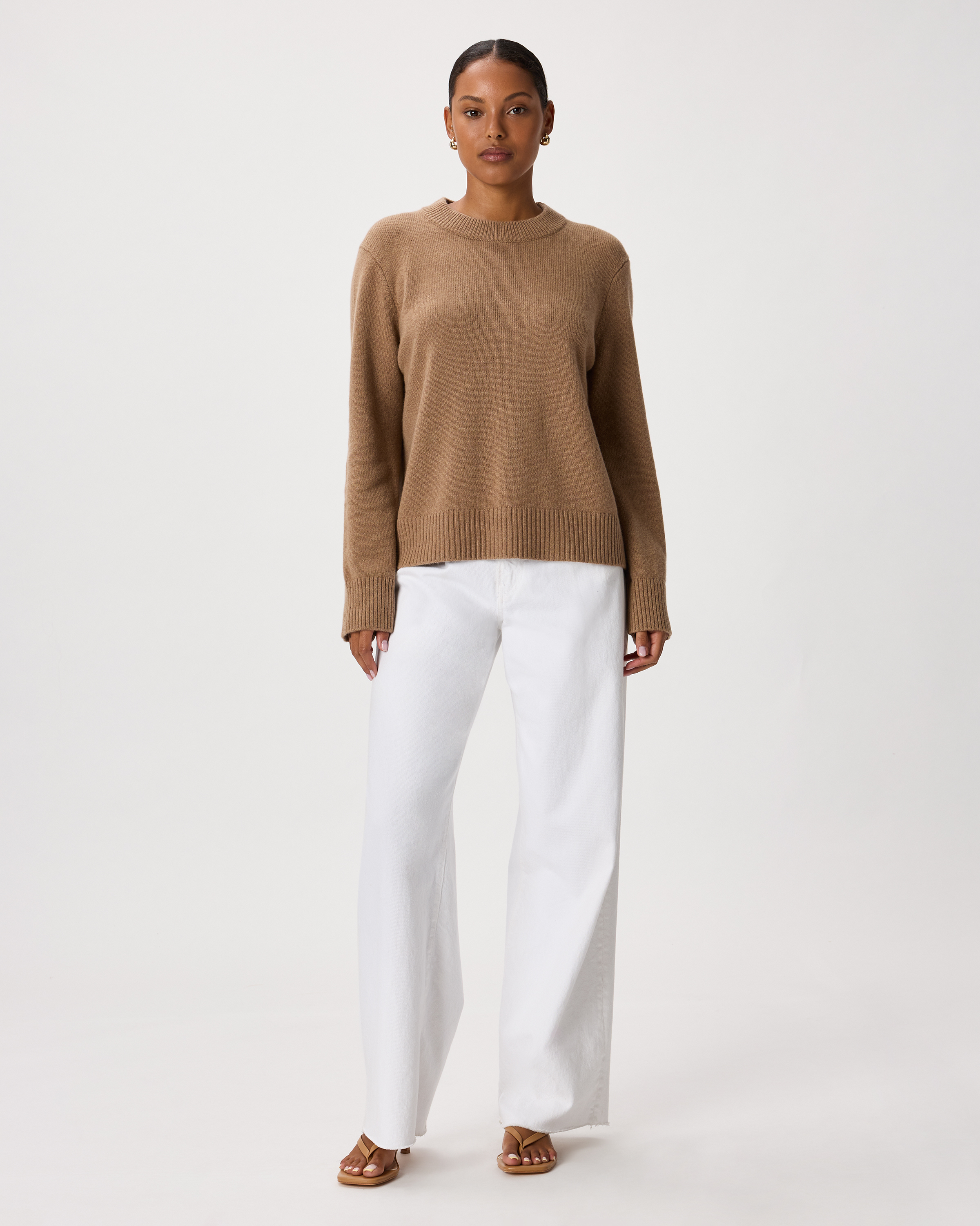 Mongolian Cashmere Oversized Crewneck Sweater in Teak