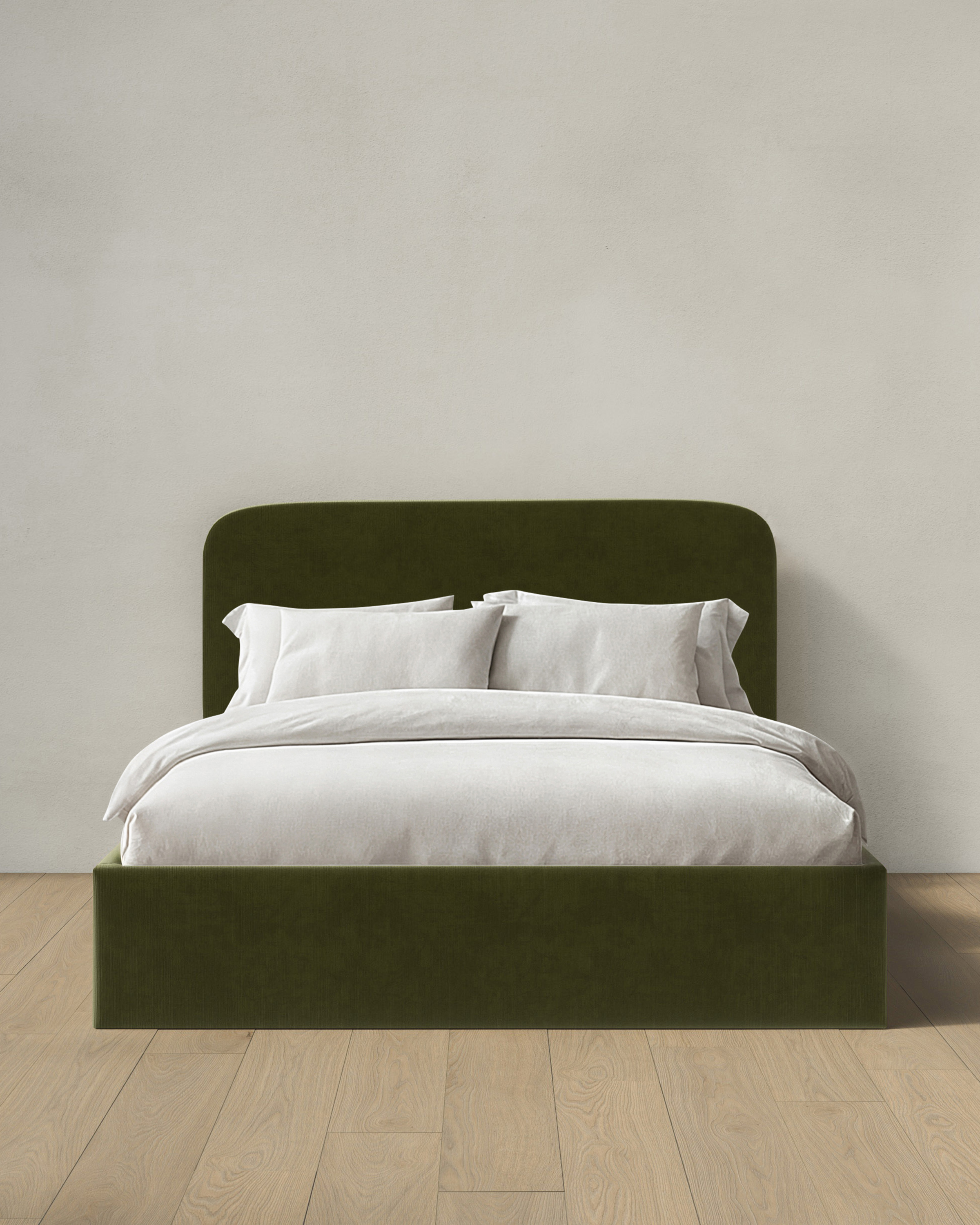 Moss Curved Bed in Performance Velvet