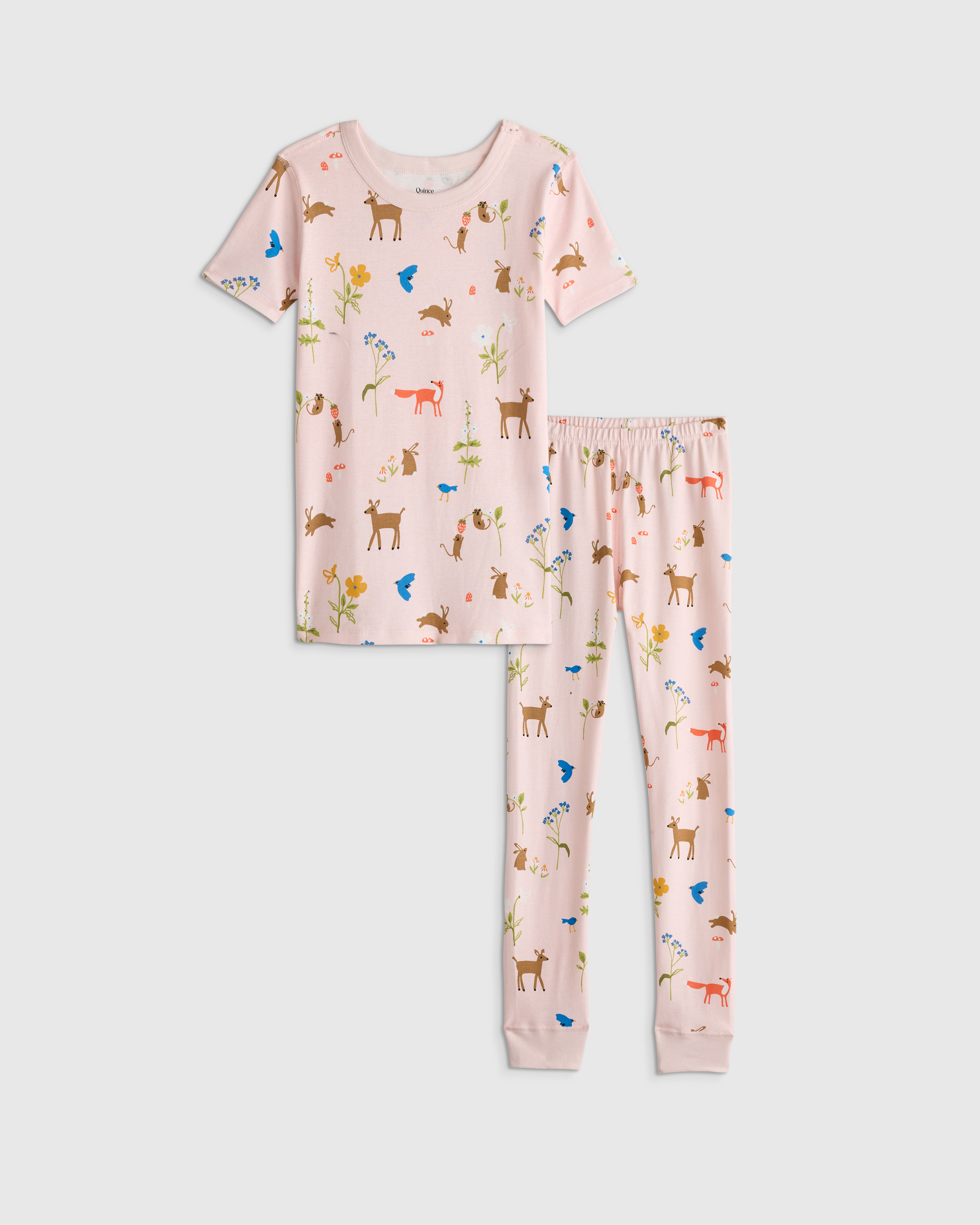 Woodland Floral 100% Organic Cotton Short Sleeve and Pant Pajama Set 