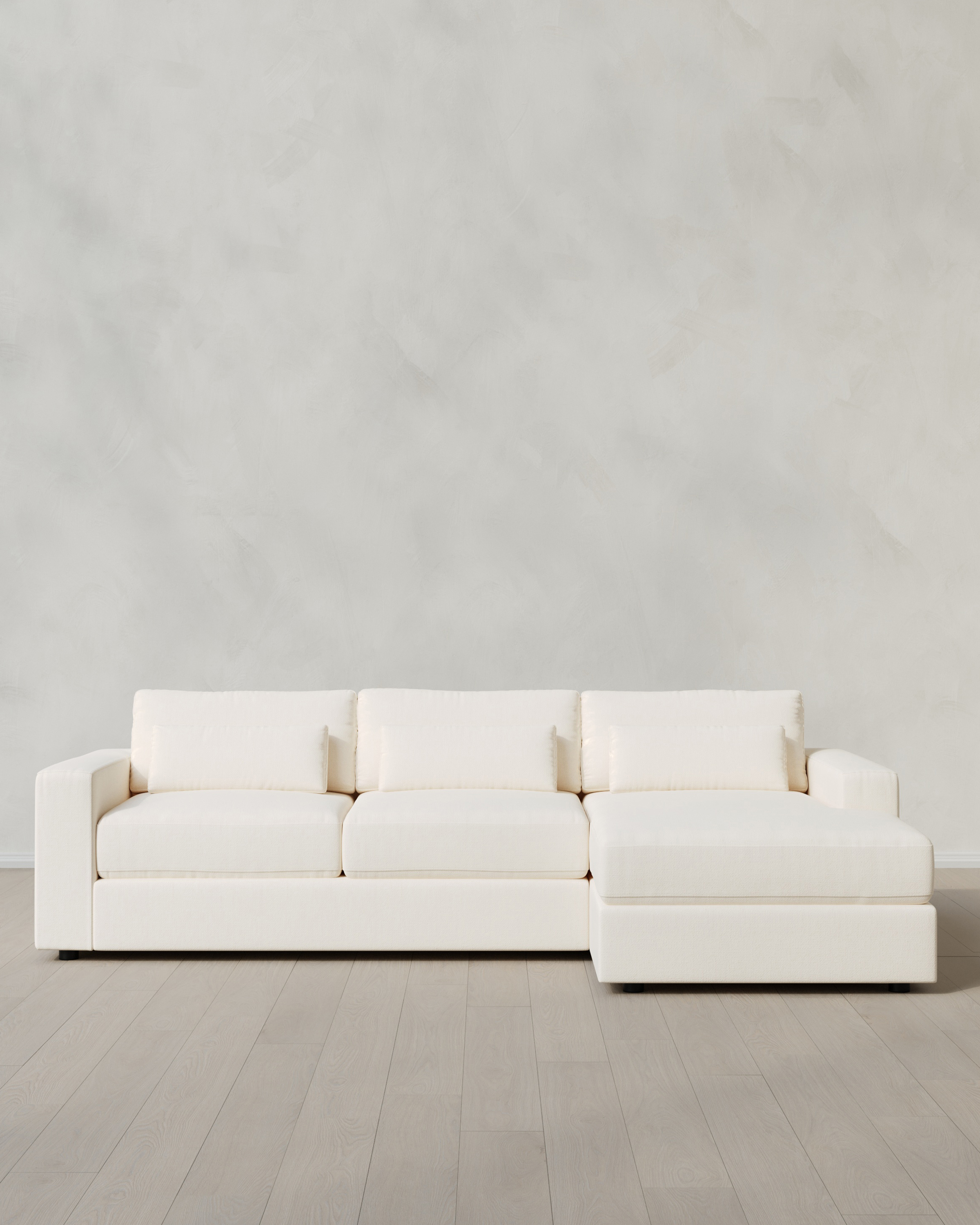 Marshmallow Ashford Deep Seat Chaise Sectional in Performance Chenille Linen Blend