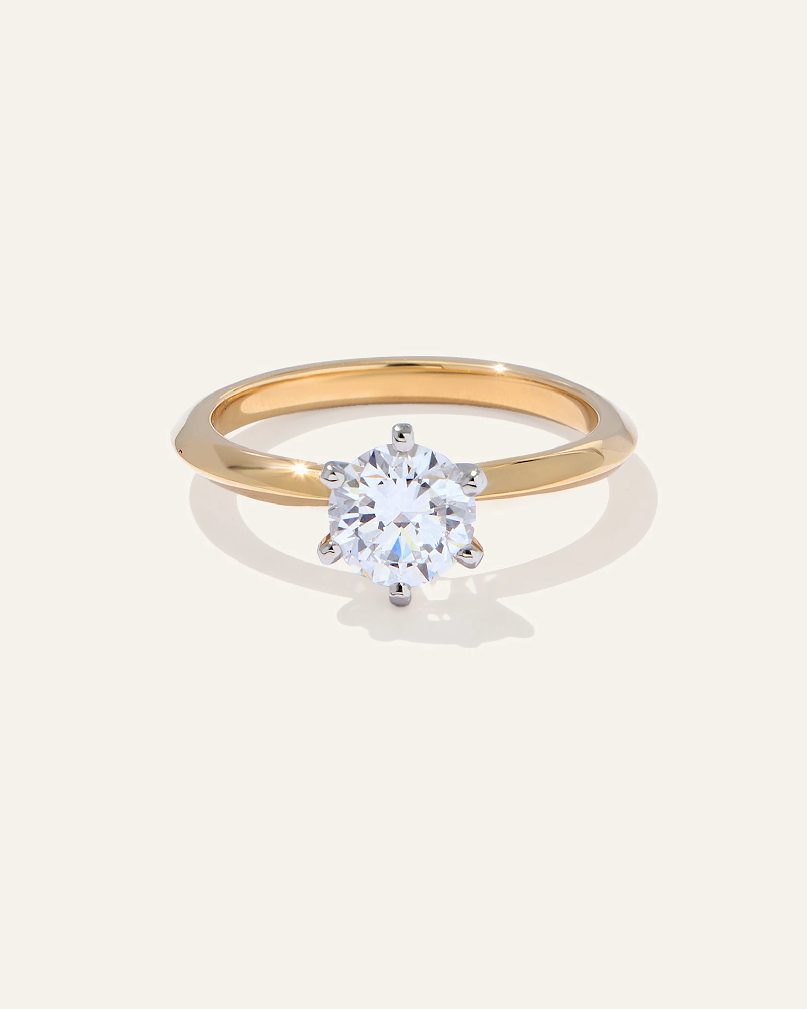 Lab Grown Diamond Round Six Prong Knife Edge Engagement Ring