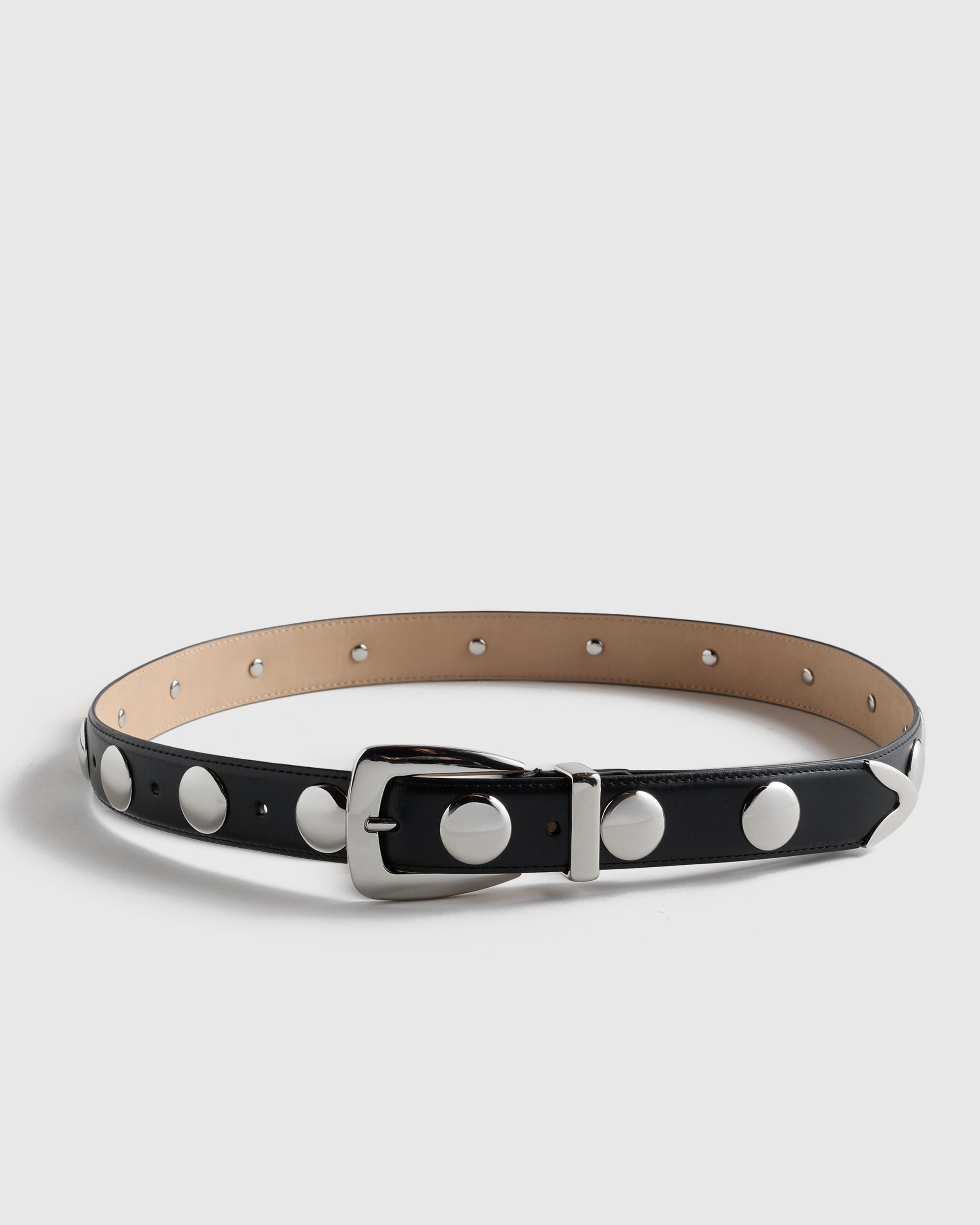 Black/Silver Alyssa European Leather Studded Belt