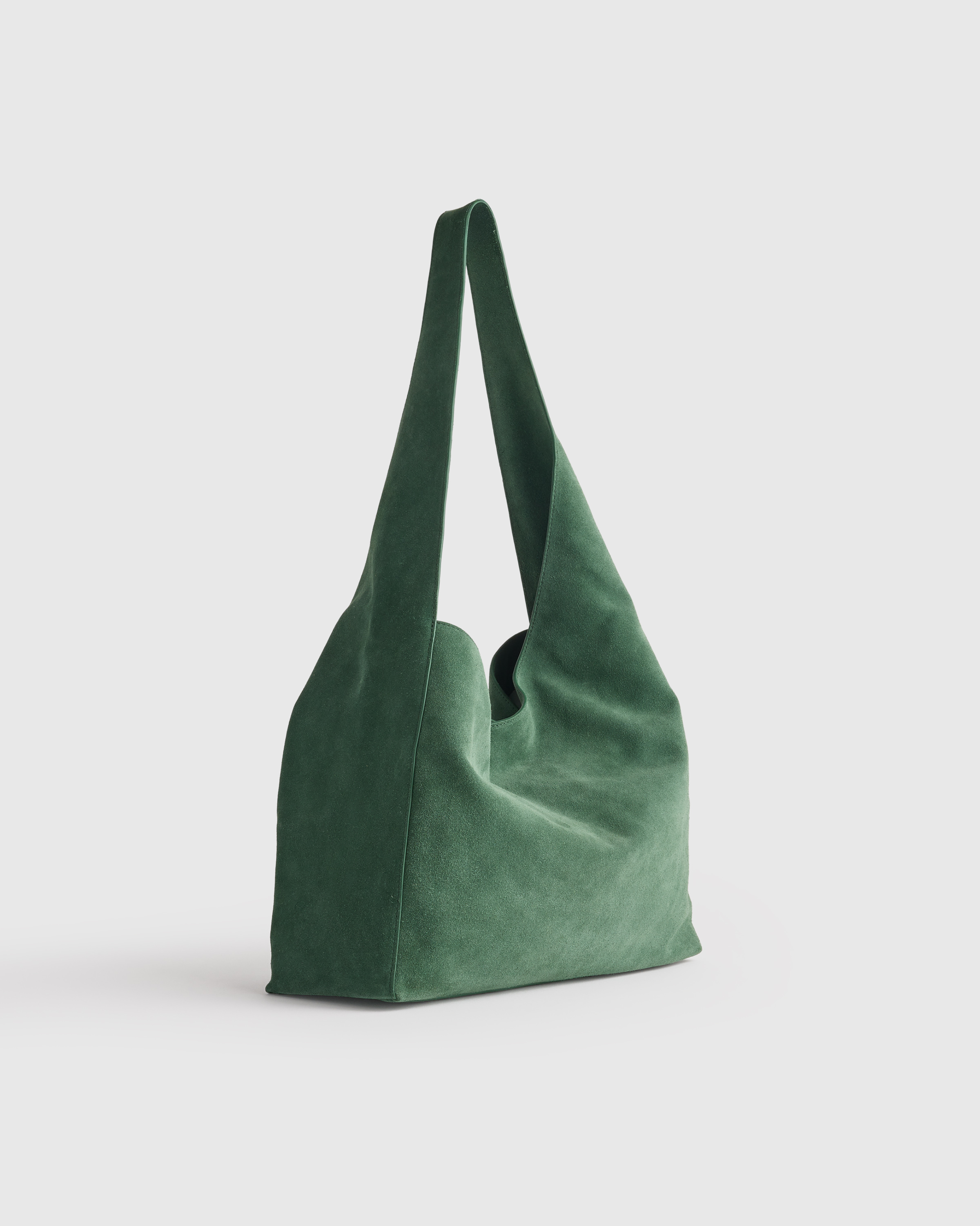 Italian Suede Slouchy Shoulder Bag - Thumbnail 4