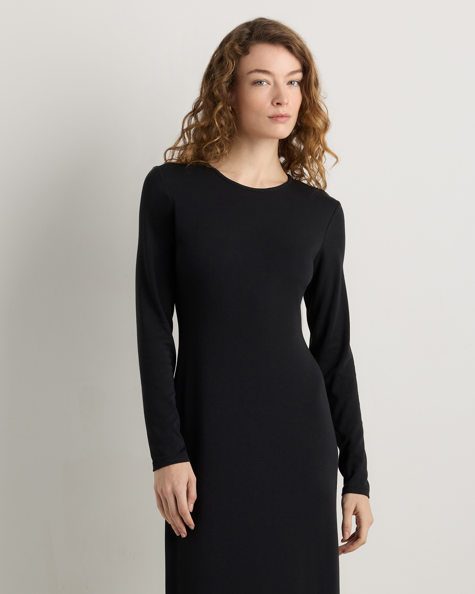 Women's Long Sleeve Knit Maxi Dress in True Black, Size XS, Tencel by Quince