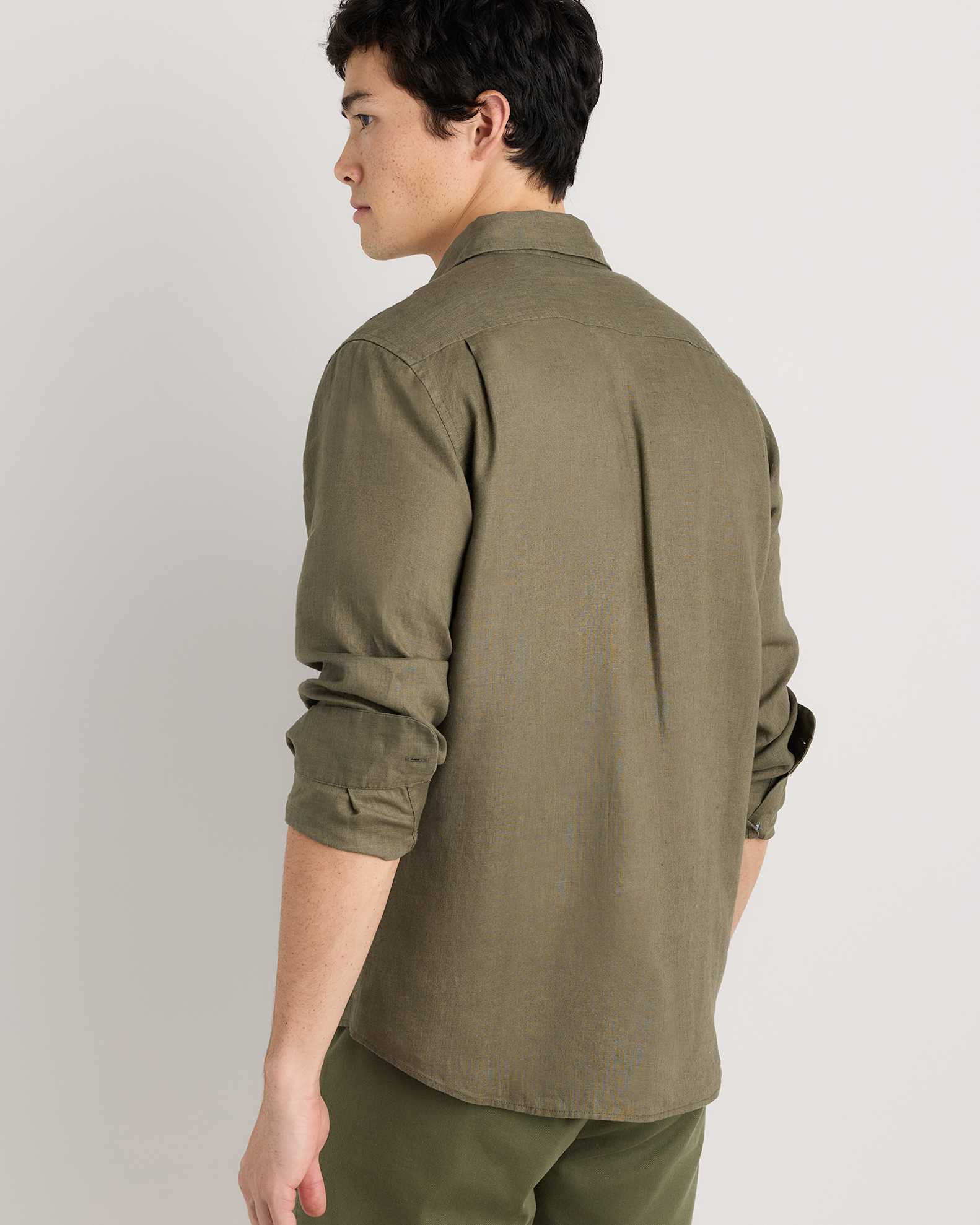 olive green dress shirt Ferrell Women's CORE Short Sleeve Western Medium %20Comfort Marcia Oversized Shirt In Khaki