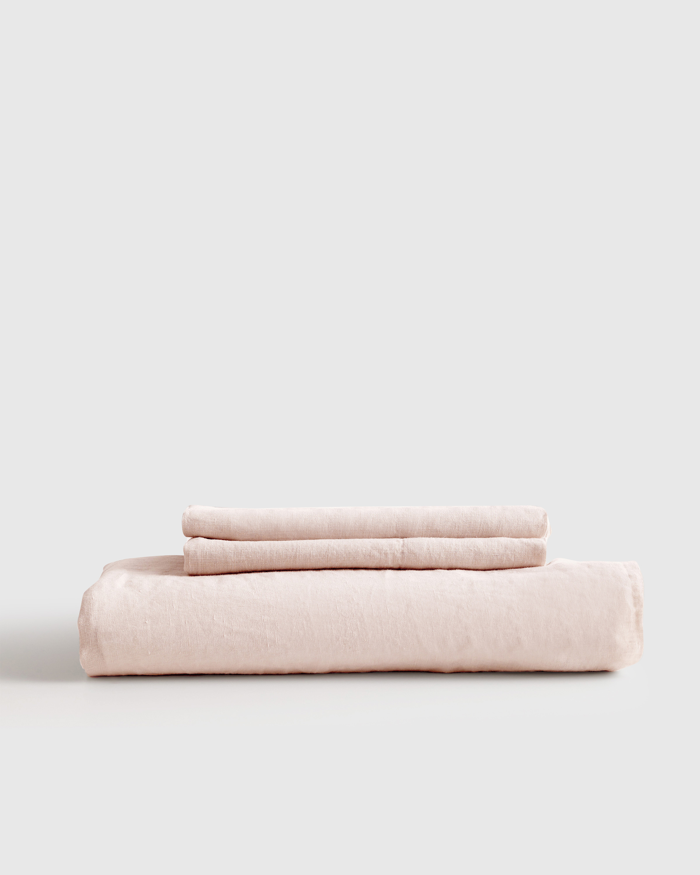 Soft Blush European Linen Fitted Sheet Set