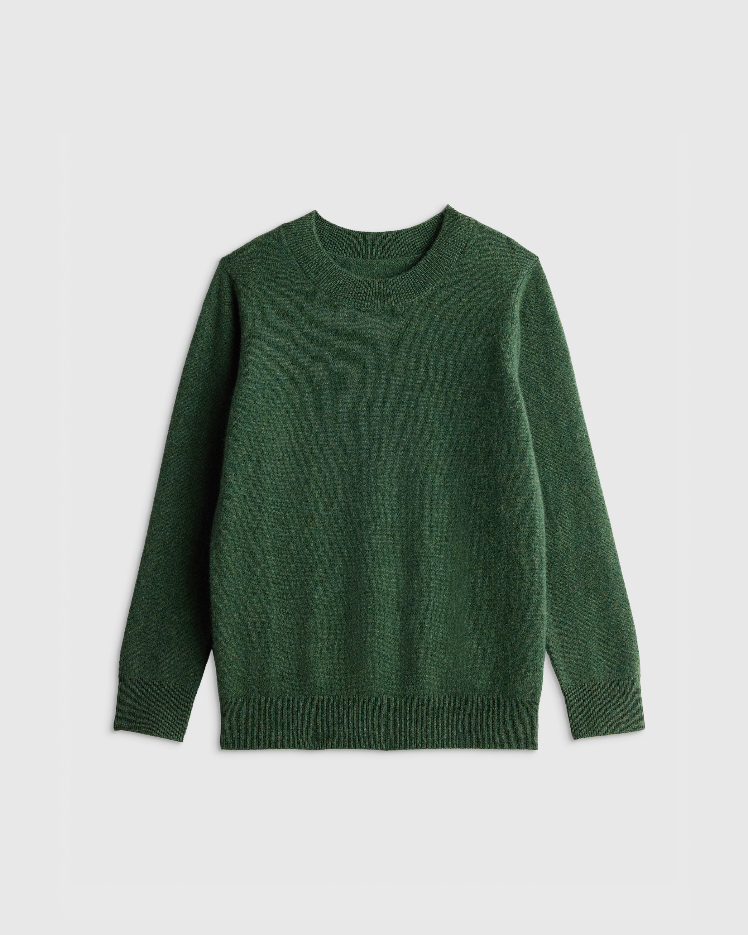 Forest Floor Green Washable Cashmere Crewneck Sweater