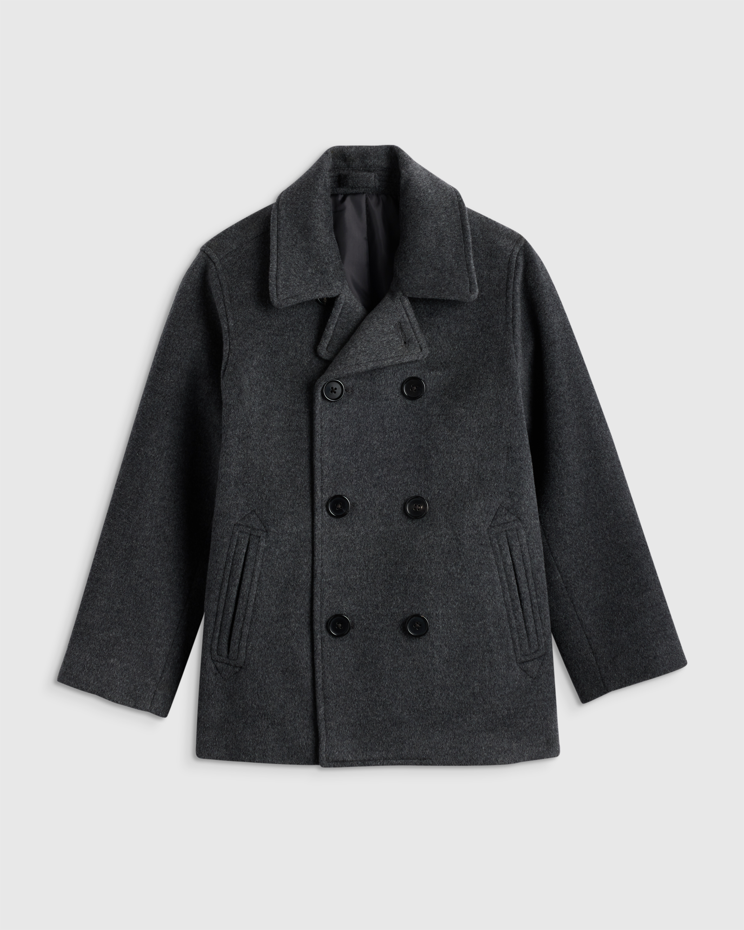 Heather Charcoal Boys Wool Cashmere Peacoat