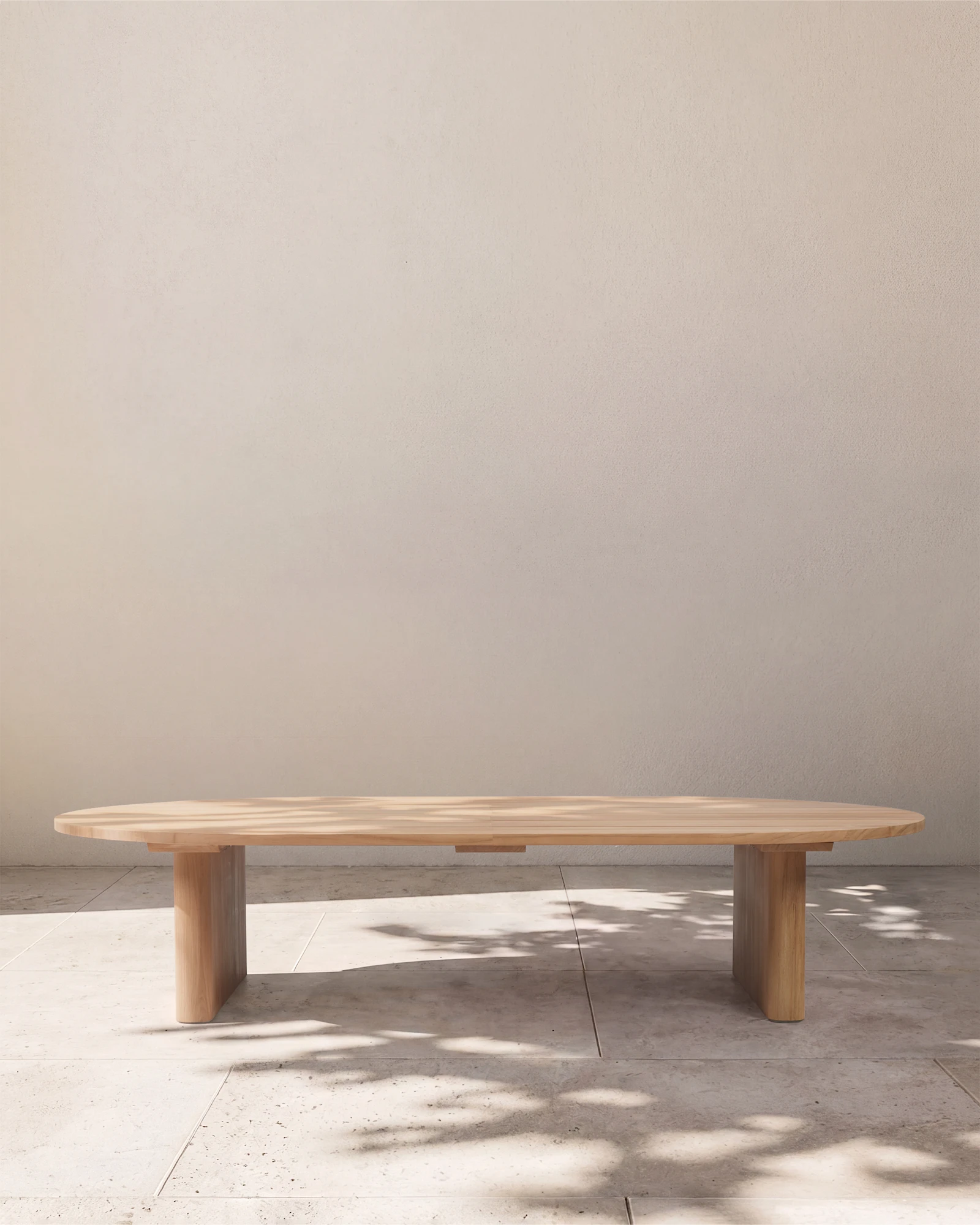 Curved Solid Teak Outdoor Coffee Table in Natural Teak
