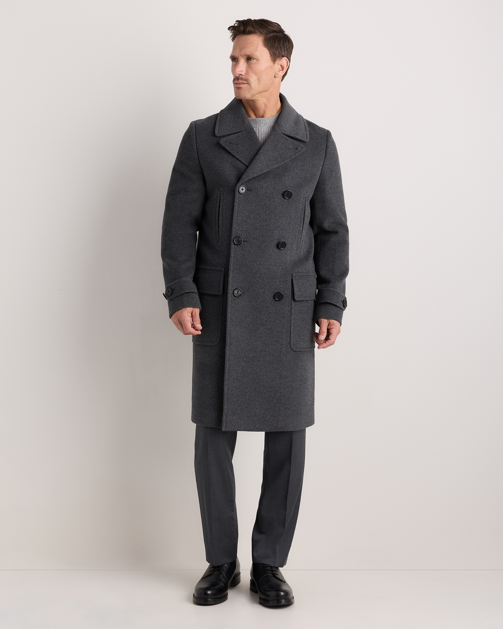 ジャケット・アウター Cashmere Double Breasted Coat 38 Wool Cashmere Double-Breasted Officer Topcoat
