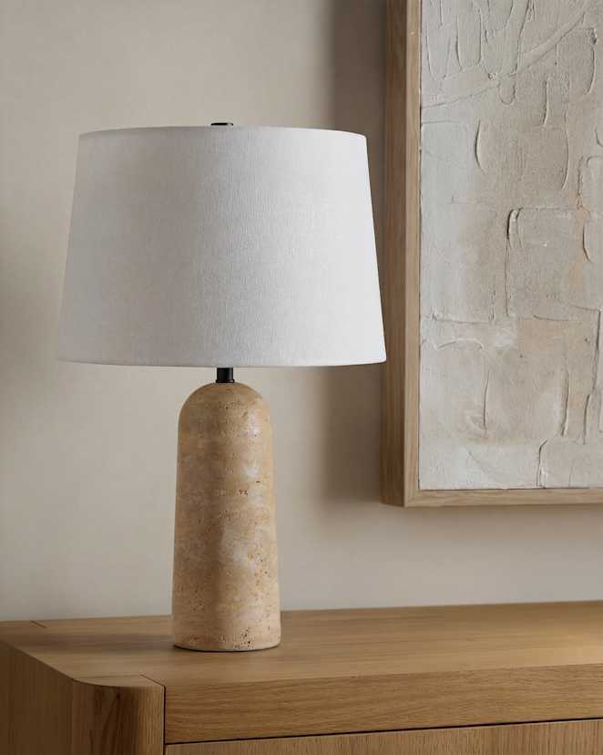 Travertine Tbl with Drum Shade - Domed.jpg 2