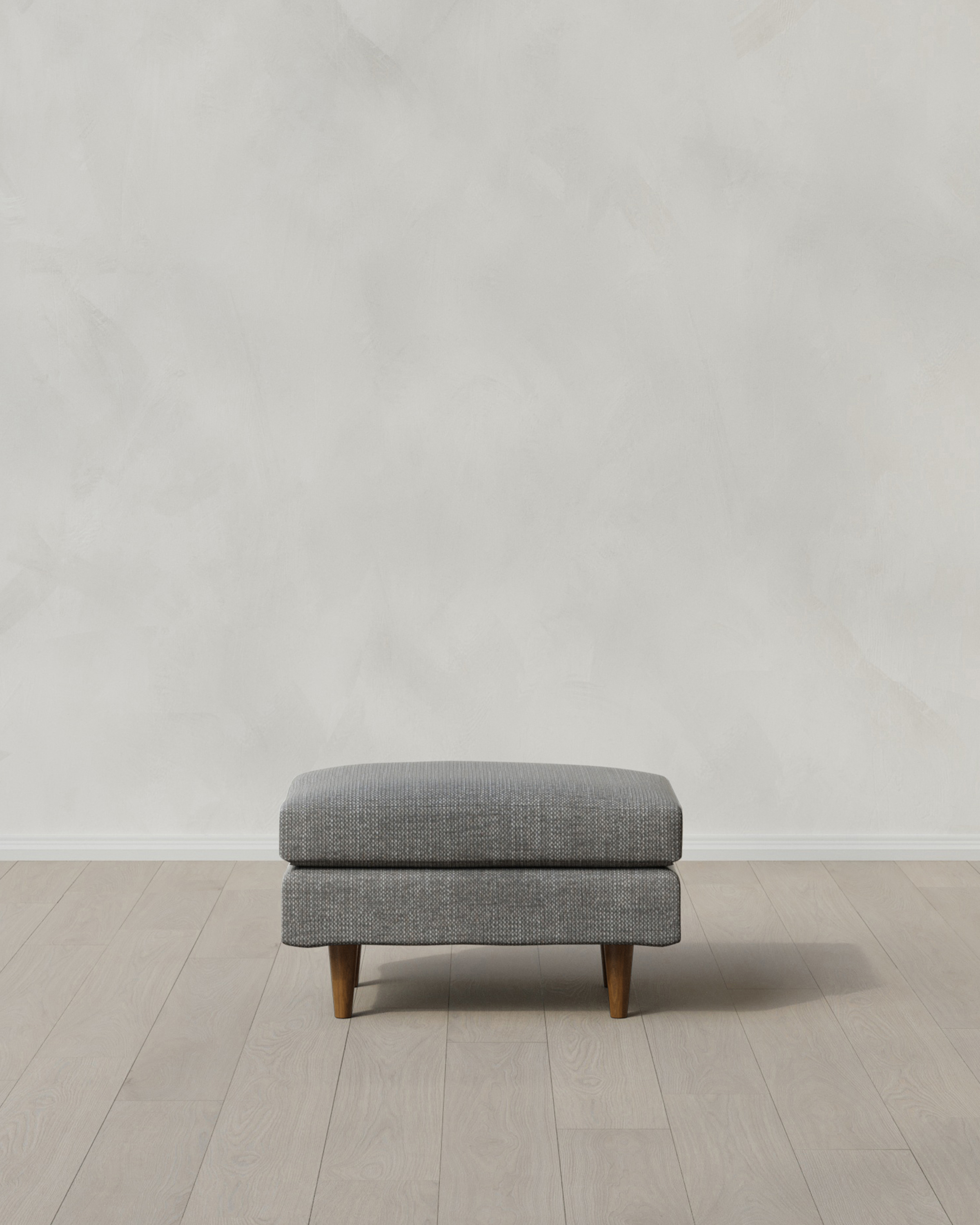 Slate Atlas Midcentury Ottoman in Performance Chenille Linen Blend