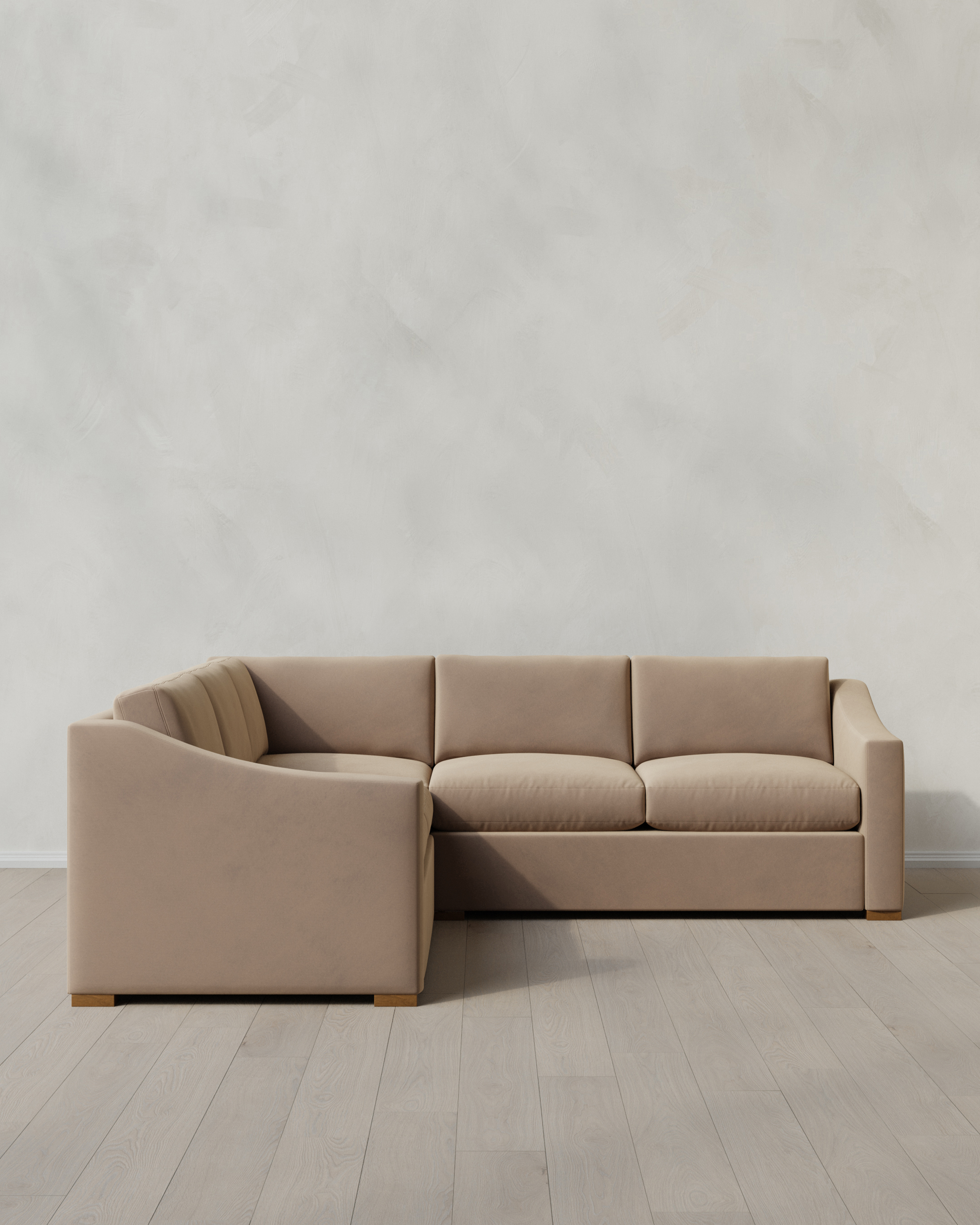 Taupe Hollis Slope Arm L Sectional in Performance Velvet