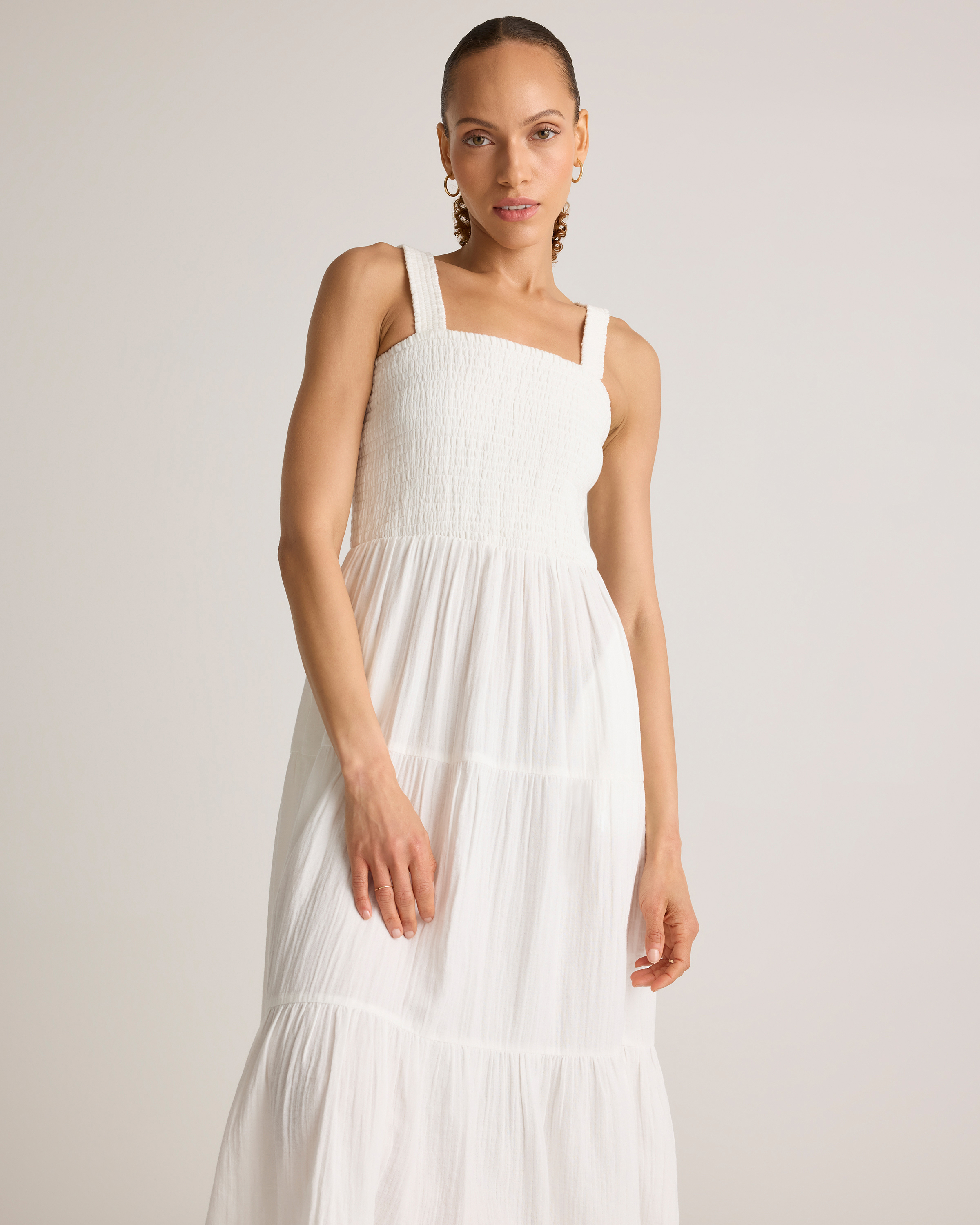 cotton maxi white dress Fan Sleeve Maxi White | Modest Maxi Dresses main image 1