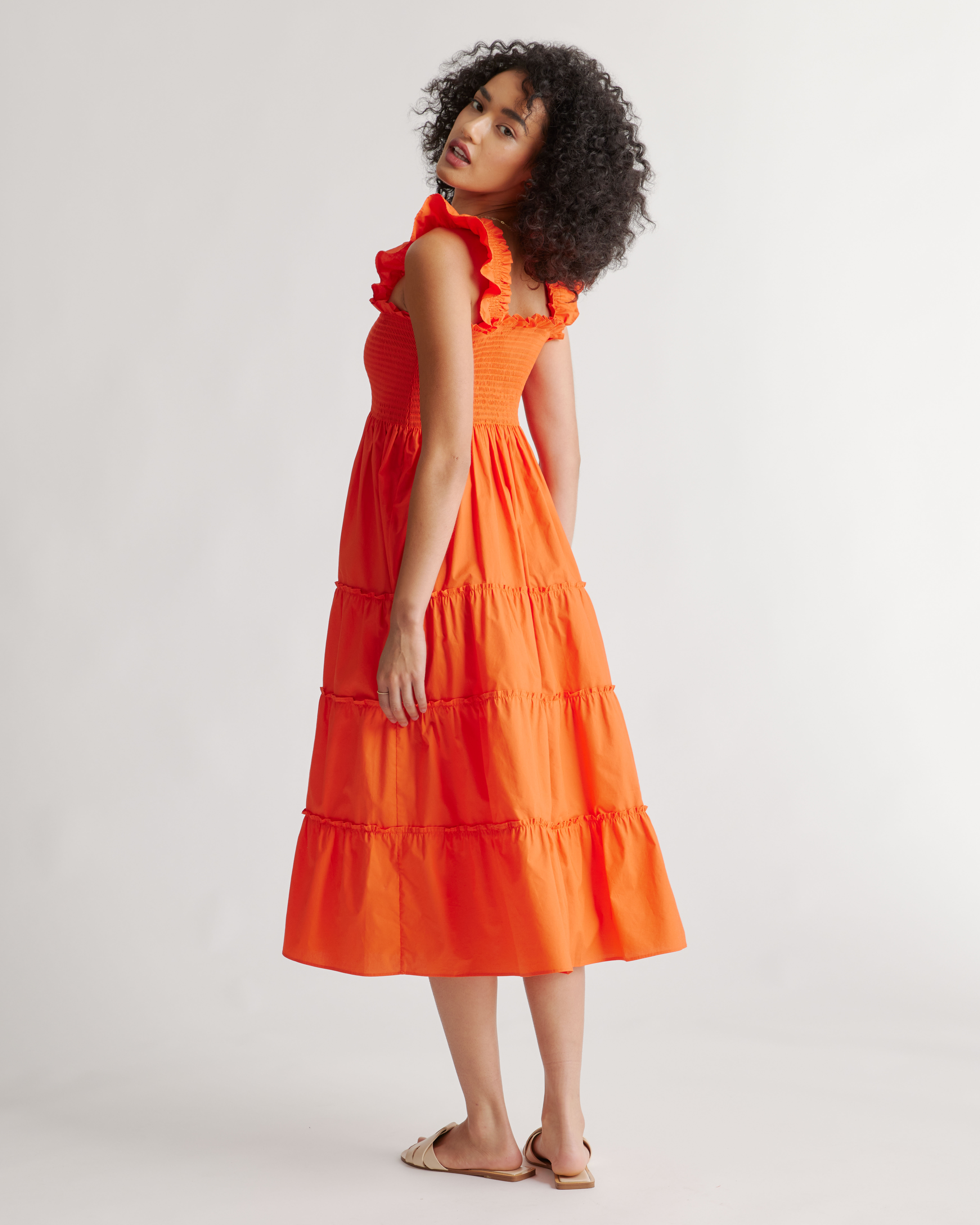 sachin and babi light blue dress Merlette Stijl Smocked Dropped Waist Cotton Voile Midi Dress In Poppy