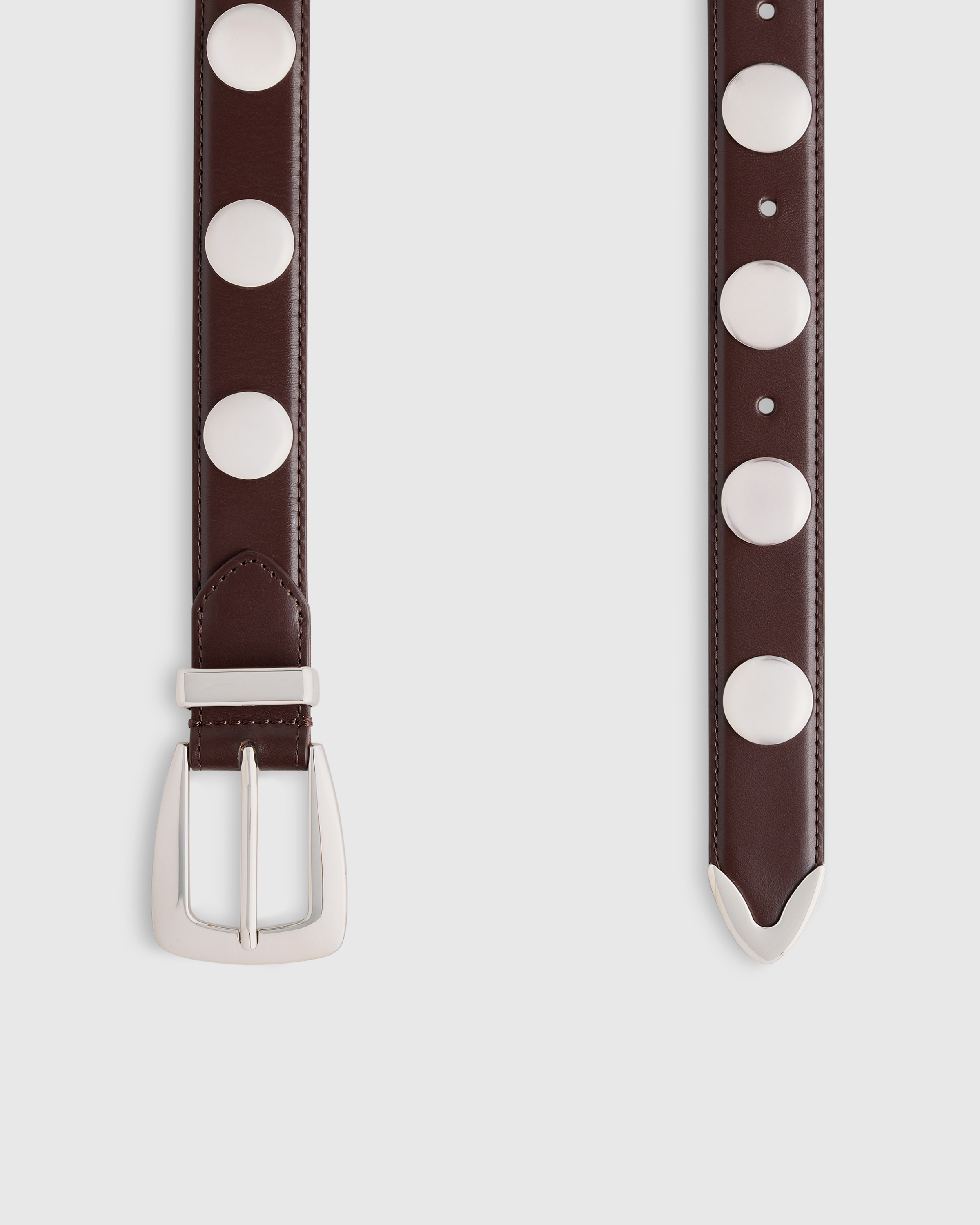 Alyssa European Leather Studded Belt in Espresso display picture 2