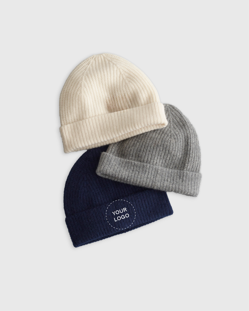 Charcoal Mongolian Cashmere Ribbed Beanie