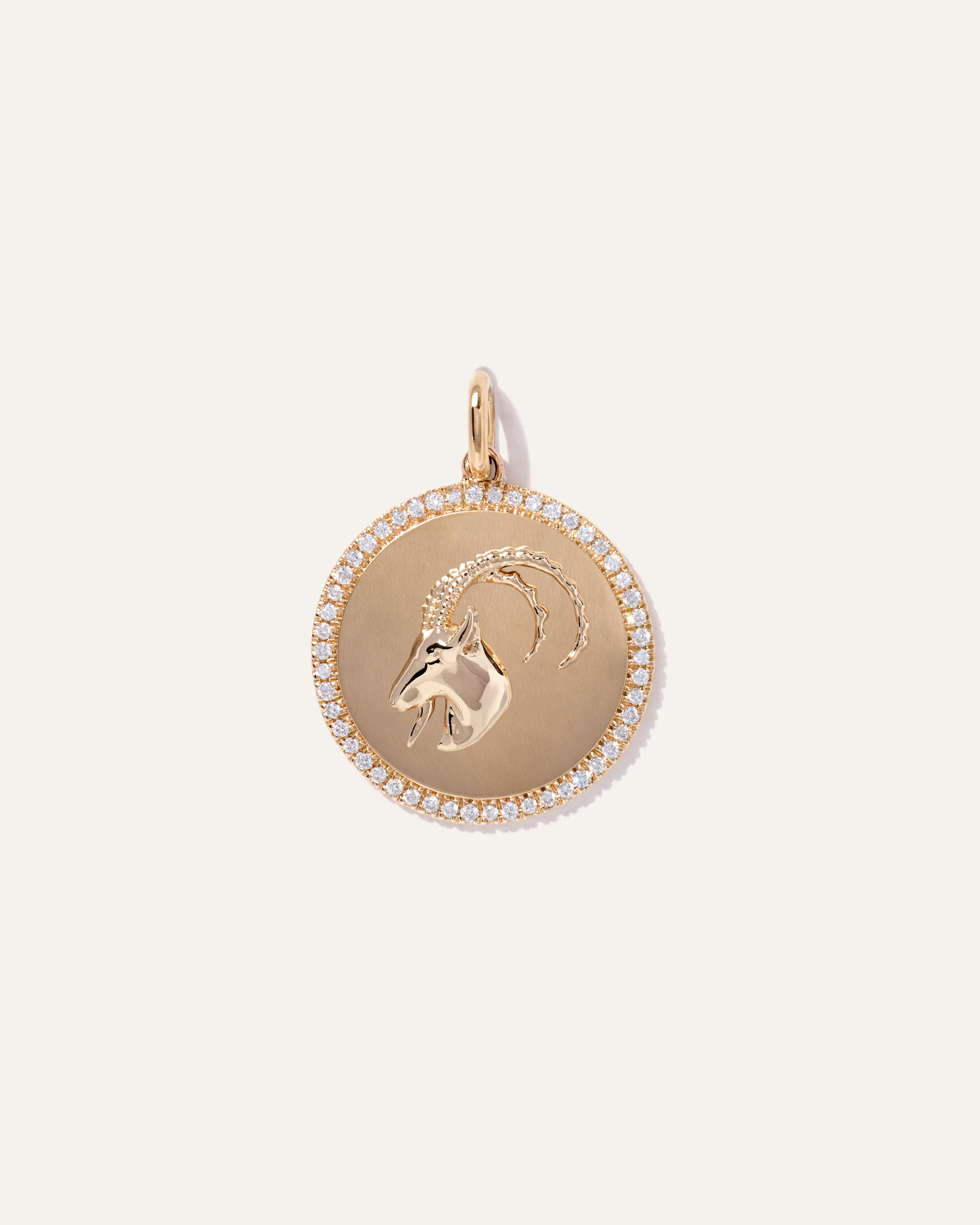 Yellow Gold 14K Gold Pave Zodiac Medallion Charm
