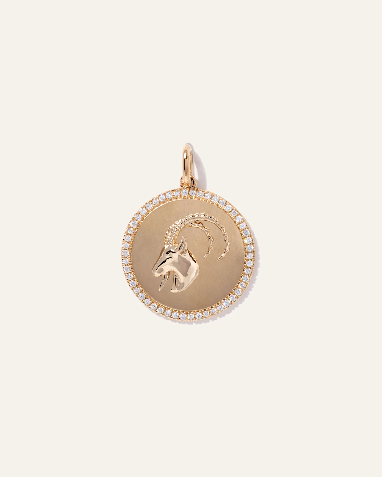 14K Gold Pave Zodiac Medallion Charm in Yellow Gold