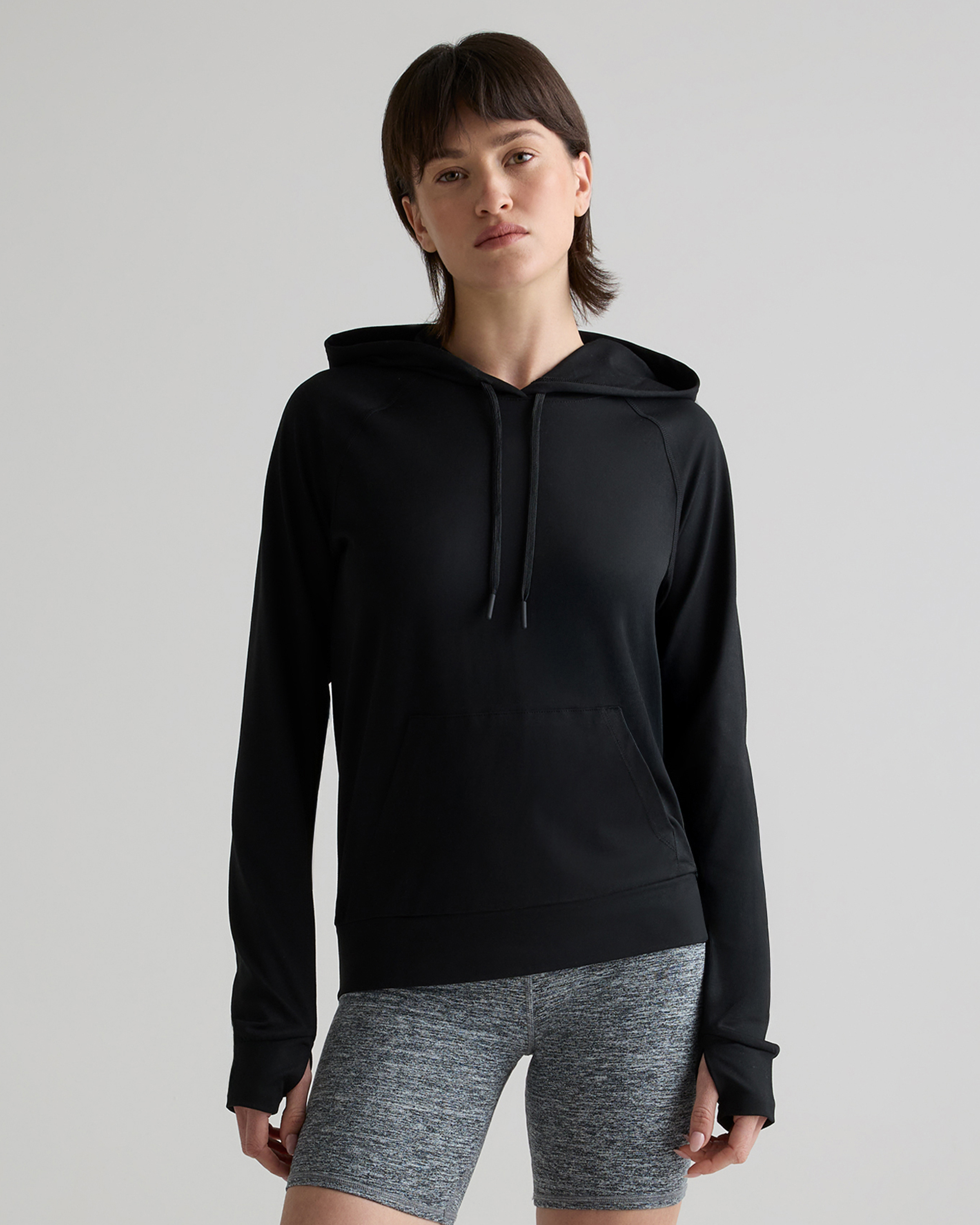 Black Flowknit Pullover Hoodie