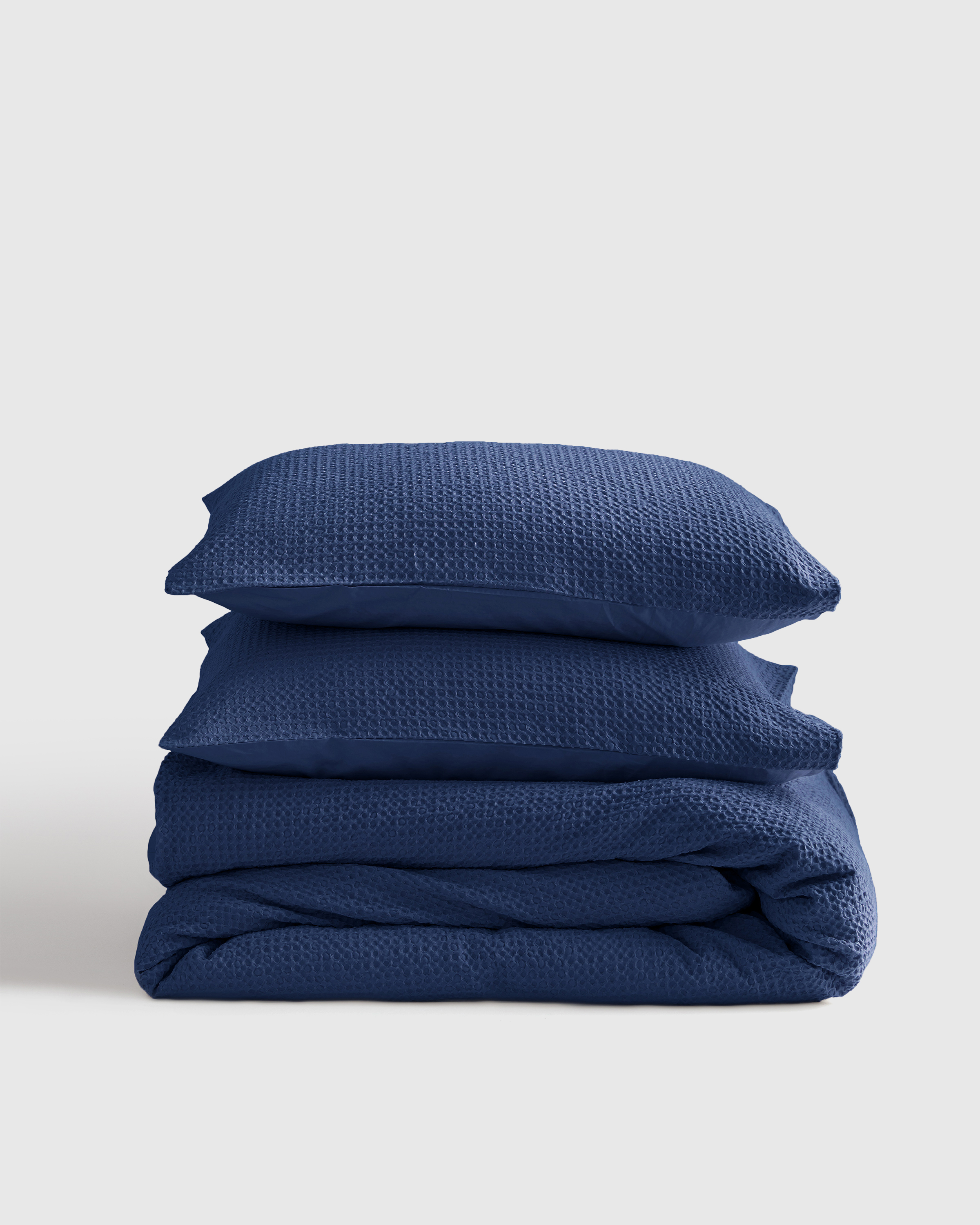 Indigo Ensemble de housse de couette en nid d'abeille de luxe biologique