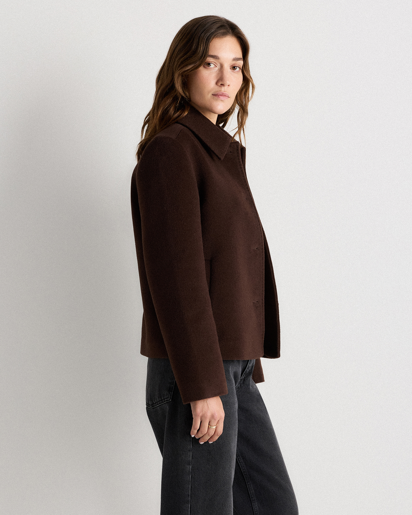 ジャケット・アウター WOOL CASHMERE SHORT COAT Wool Cashmere Short Coat in Dark Chocolate