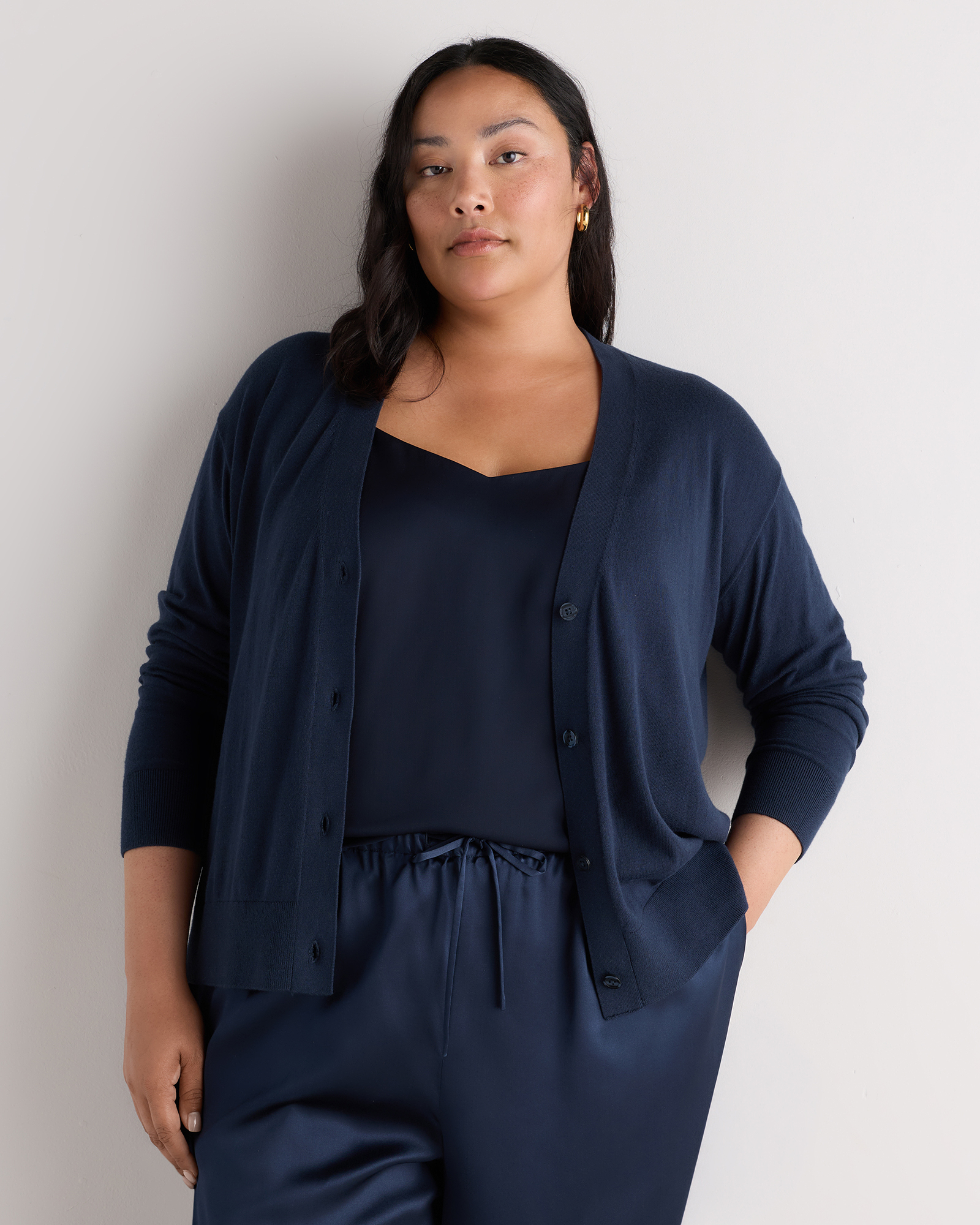 Atlas Navy Lightweight Cotton Cashmere Cardigan
