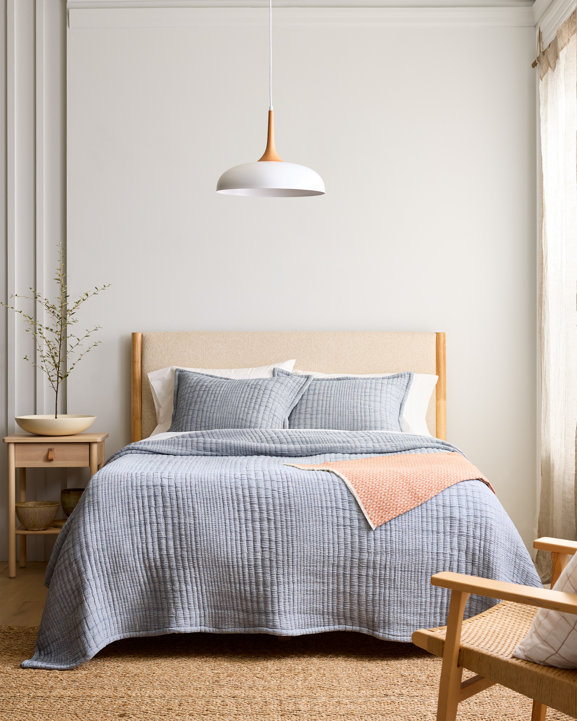 Blue DNU | Organic Cotton Channel Stitch Coverlet Set