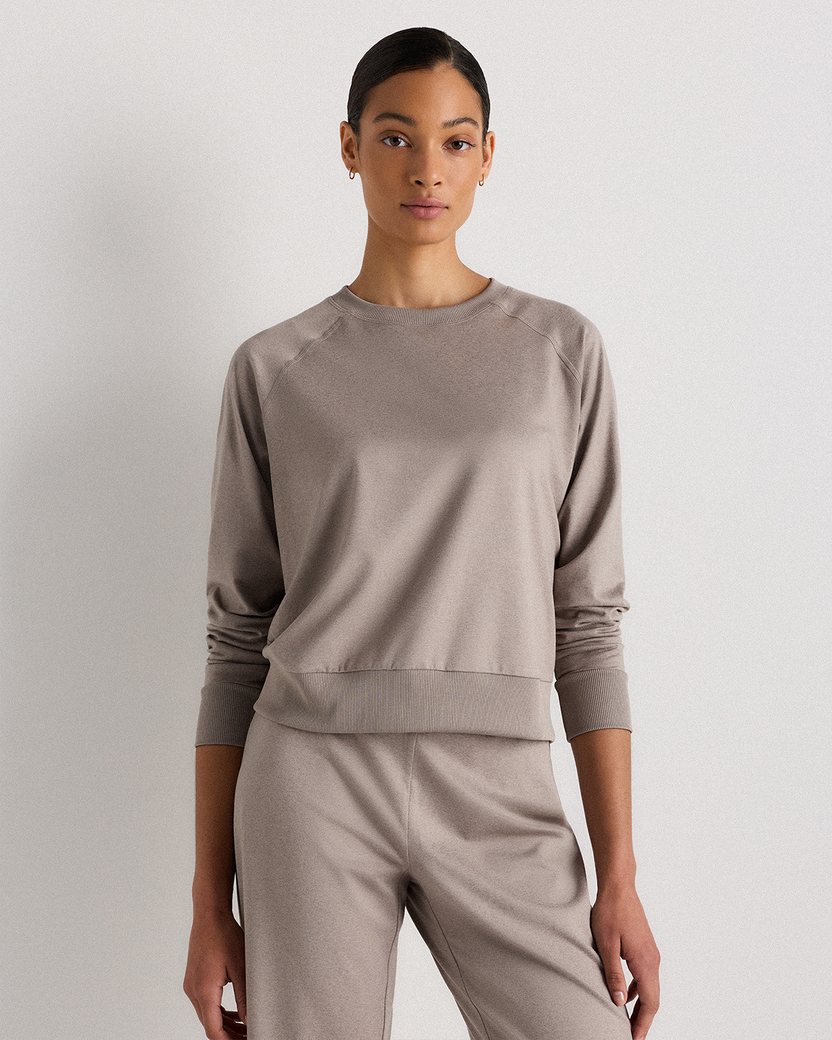 Heather Morel Grey Flowknit Pullover Crew