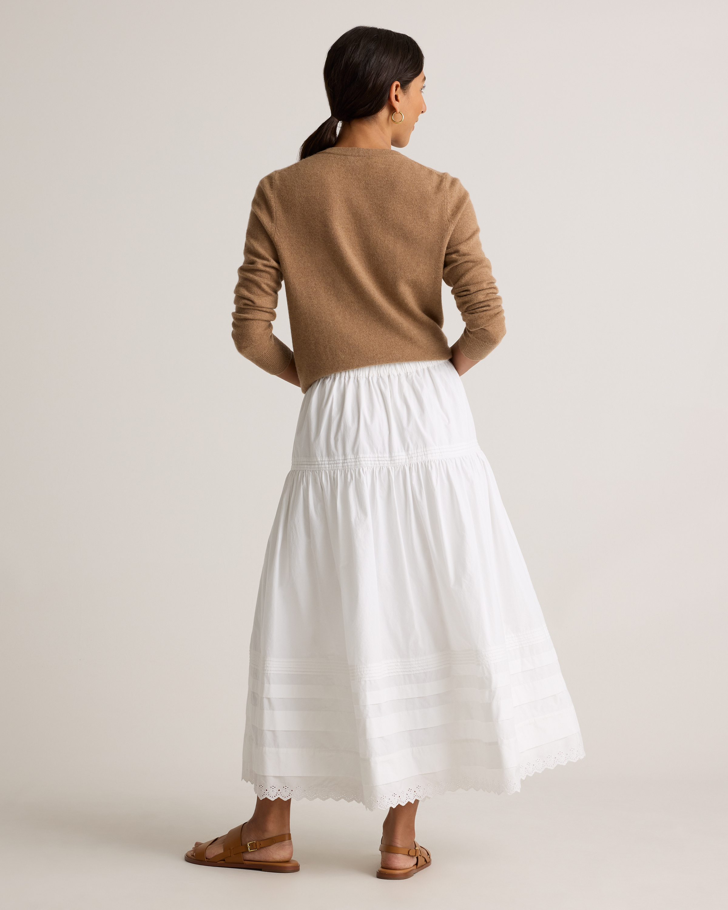 【Anyone more】Likee Pintuck Half Banding Long Skirt Elder Pintuck Pleated Long Denim Skirt - WONDER WONDER | 60