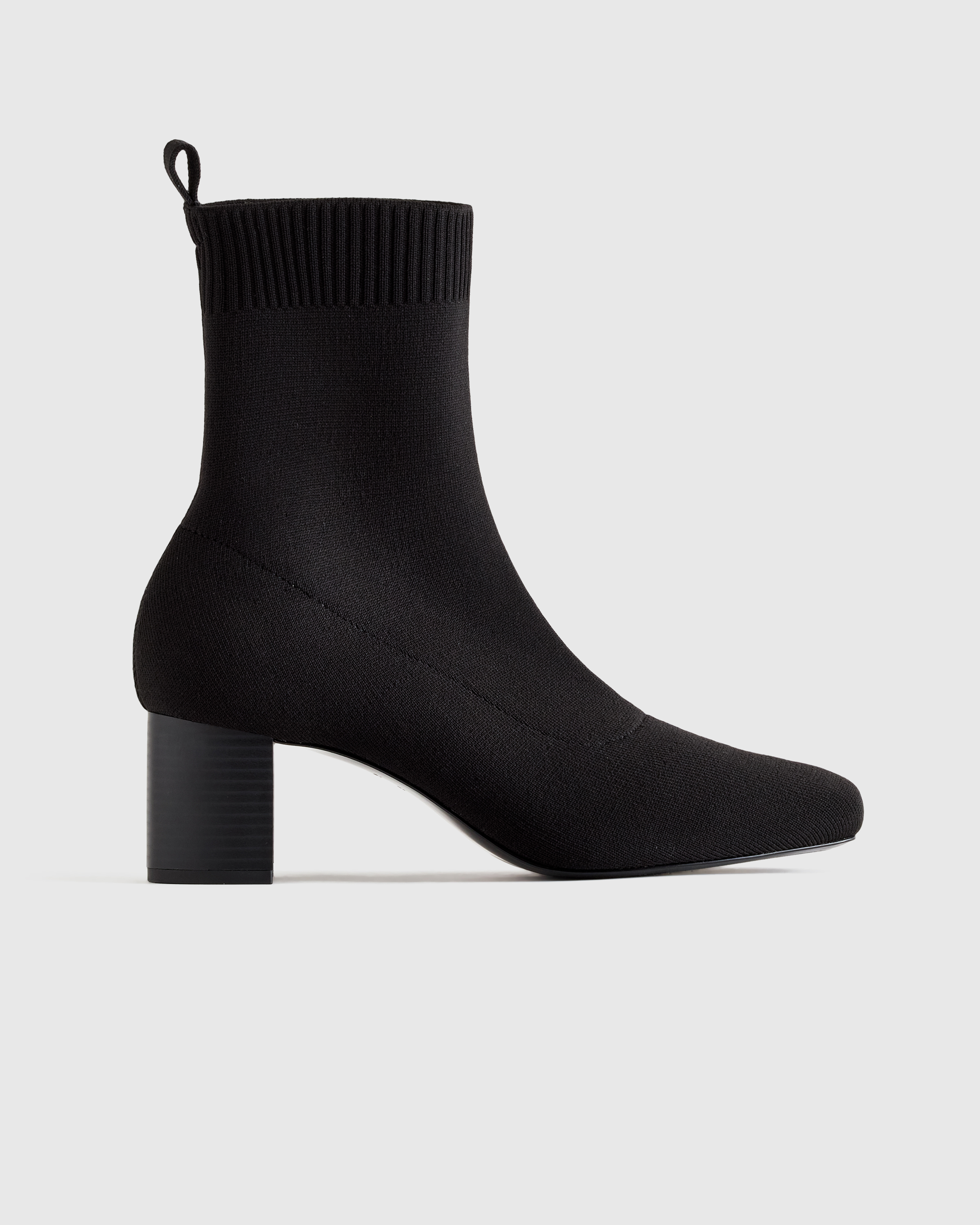 Black Eco Knit Heeled Bootie