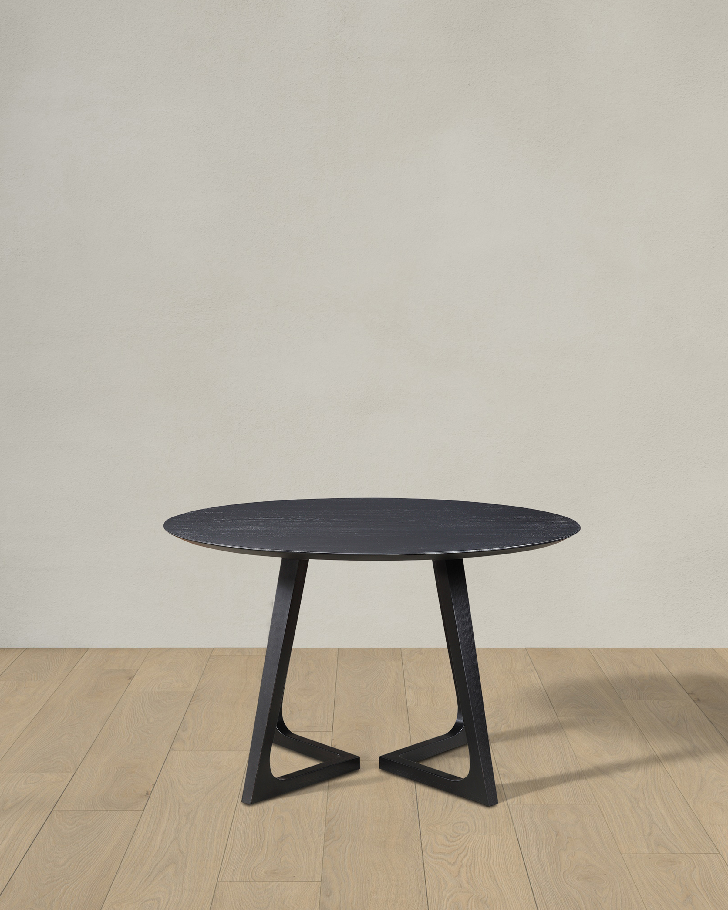 Black Ash Solid Wood Midcentury Round Dining Table