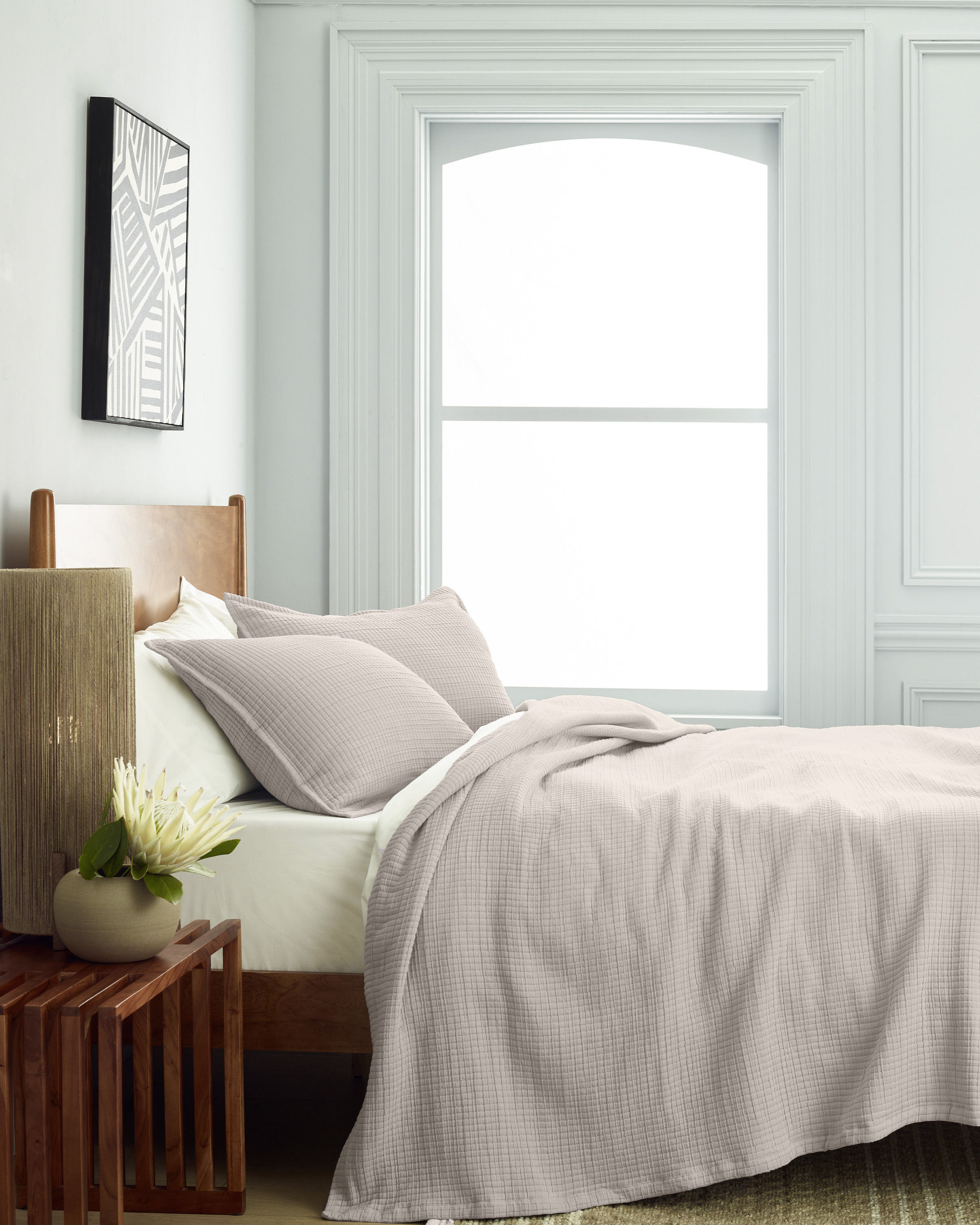 Sand Organic Ribbed Cotton Coverlet