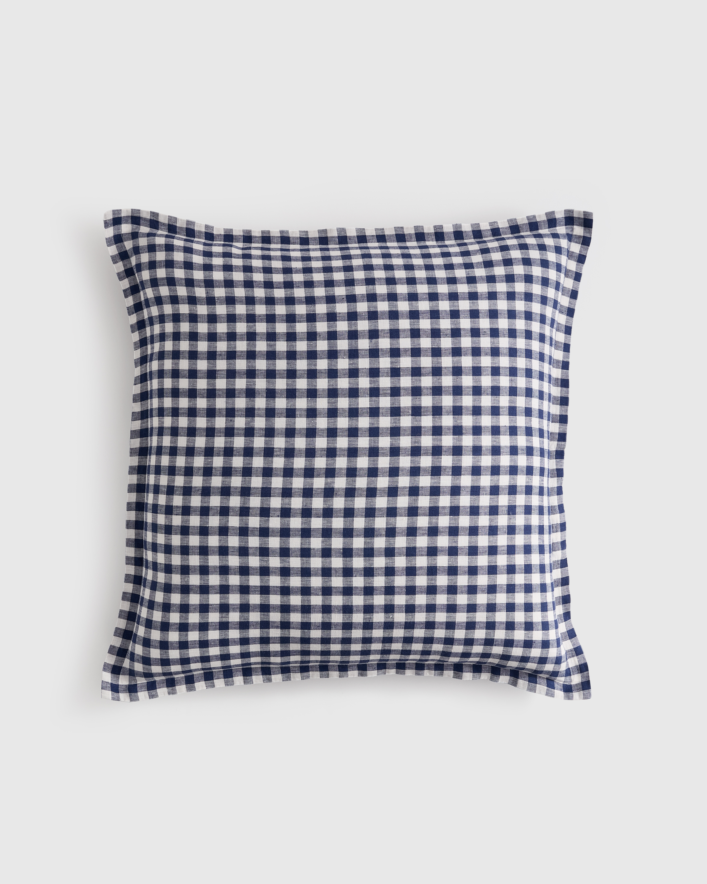 Navy European Linen Gingham Euro Sham