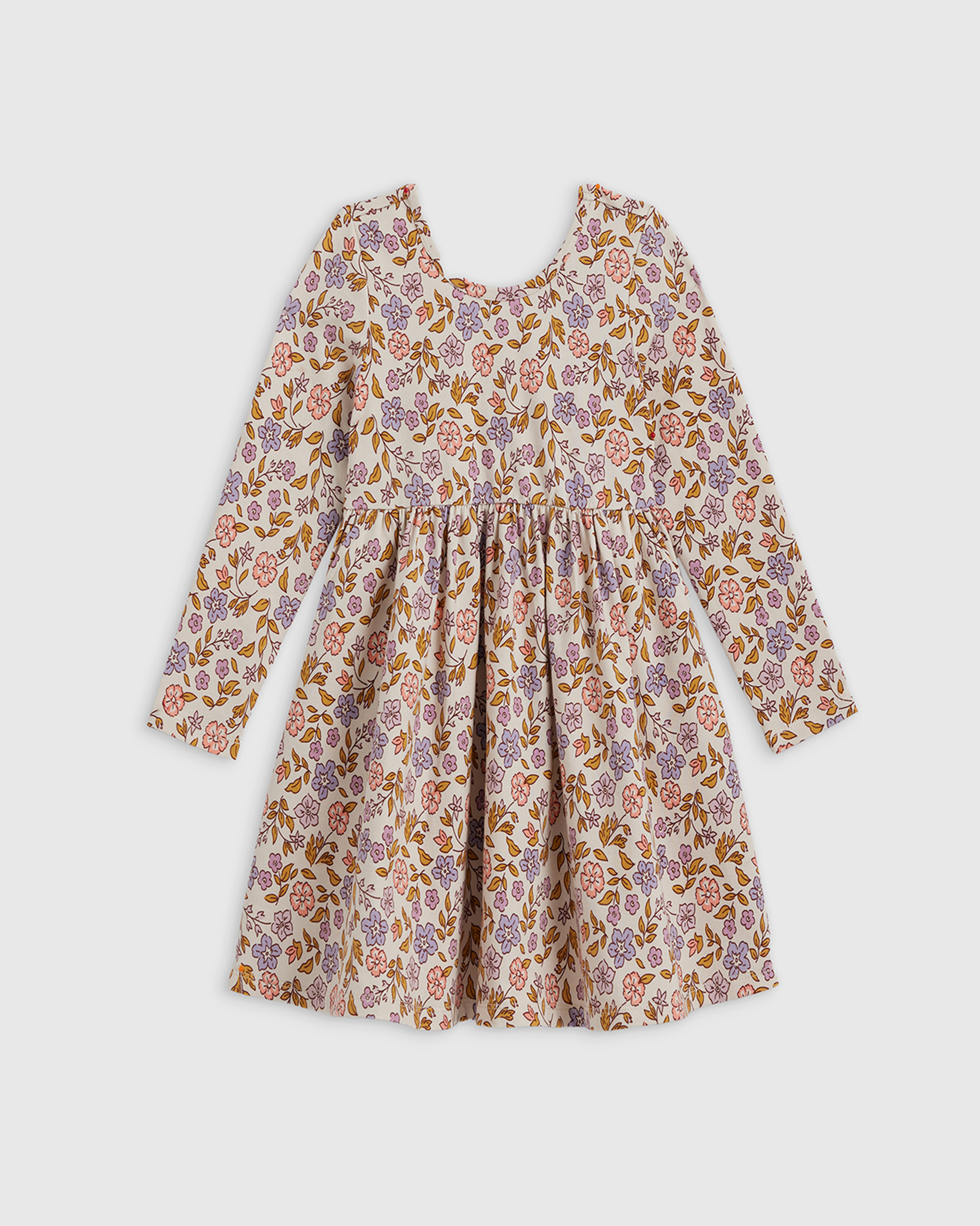 Multi Floral Organic Cotton Long Sleeve Skater Dress 
