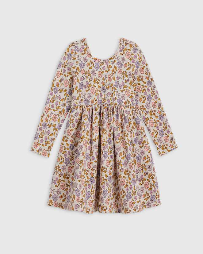 Multi Floral Organic Cotton Long Sleeve Skater Dress