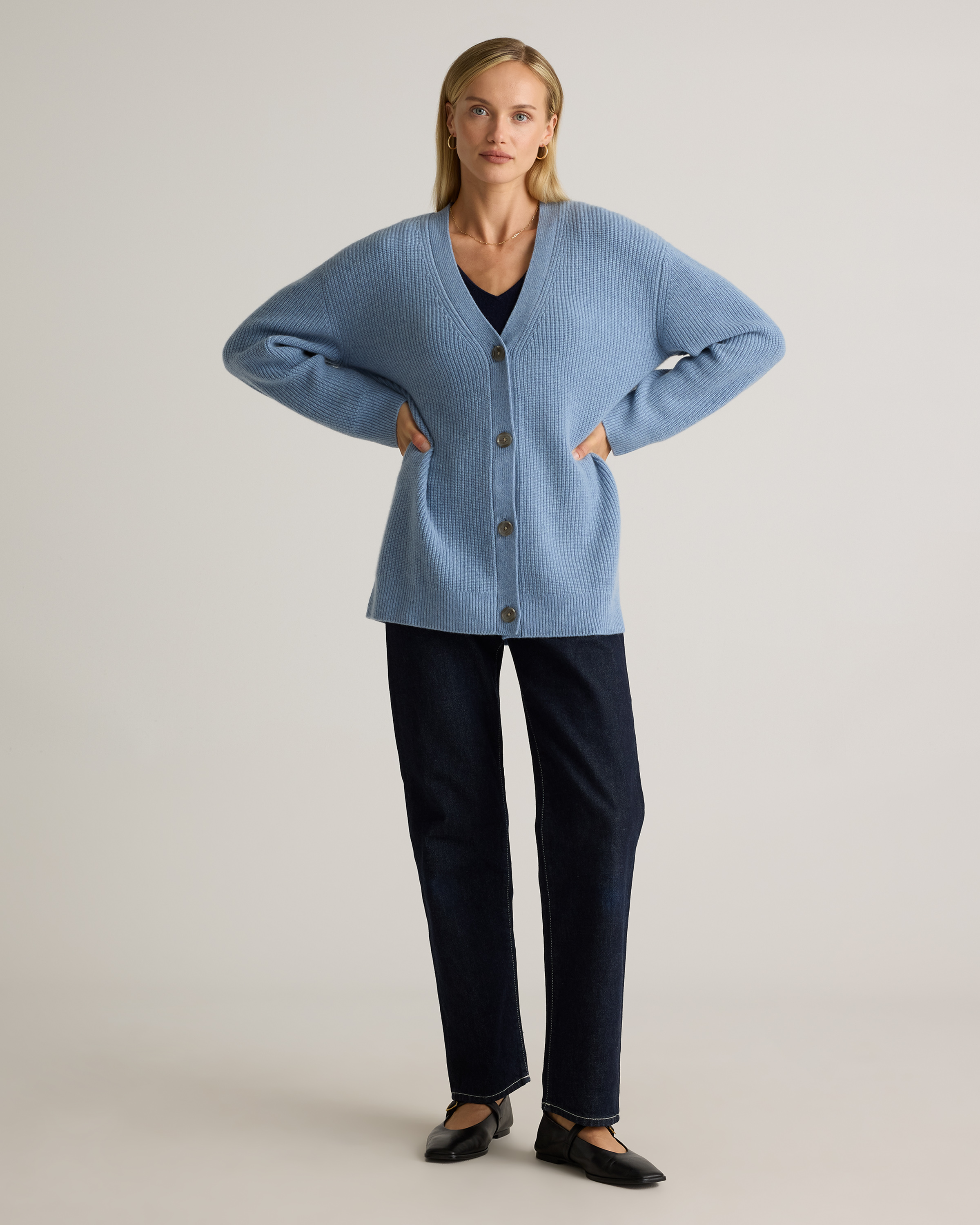 [MARITHE]★25SS★韓国人気★W BASIC COTTON CARDIGAN Mongolian Cashmere Oversized Boyfriend Cardigan Sweater