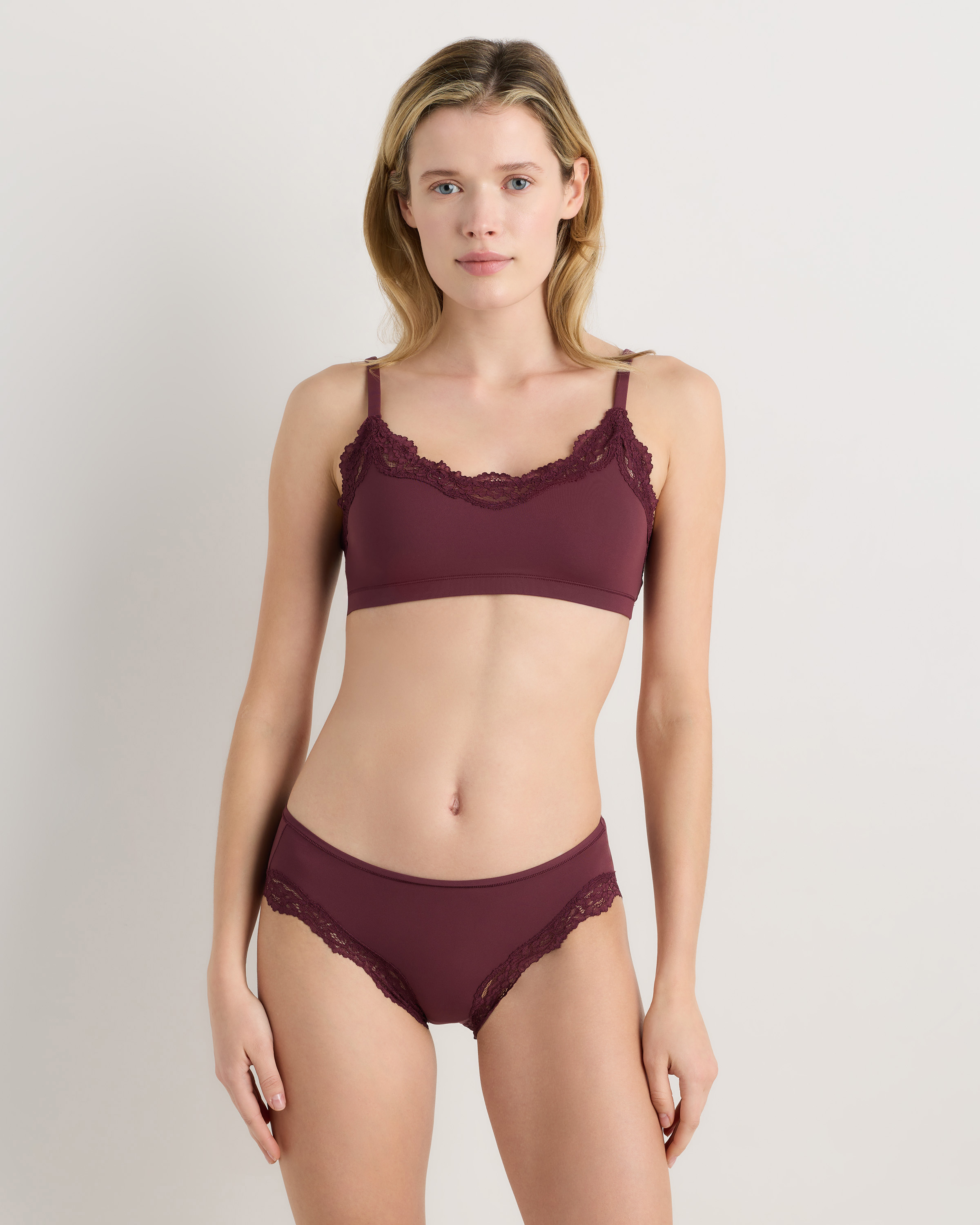 Barolo Burgundy Second Skin Lace Brief (3-Pack)