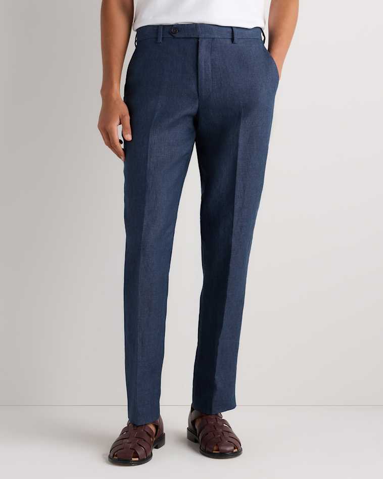 mens casual dress pants Men's Light Blue Pants, 39 Short, Slim Fit premium fabrics (soft Garment Dyed Linen Casual Pants