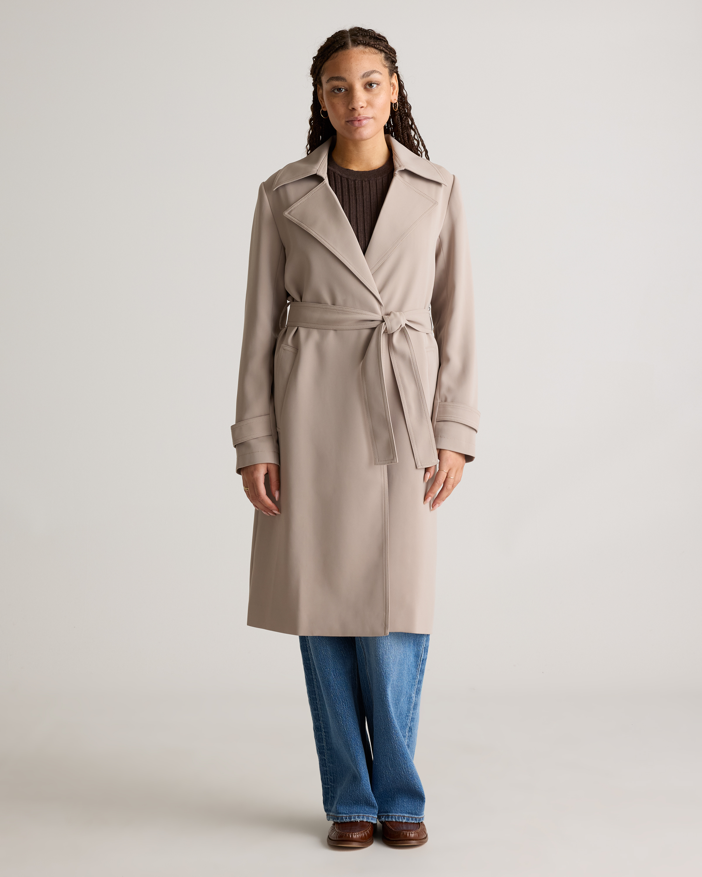Morel Stretch Crepe Trench Coat