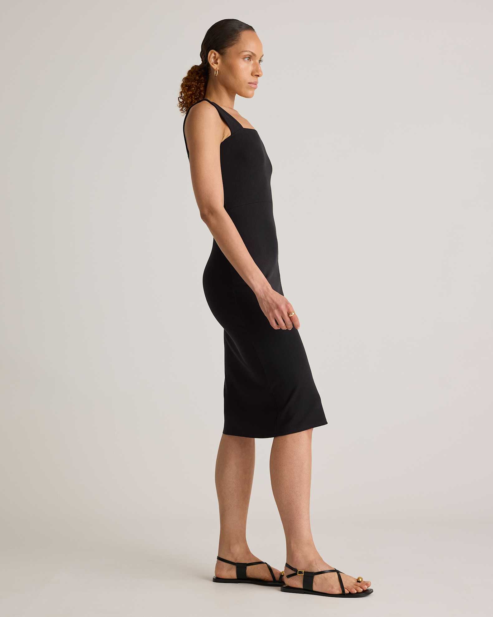 Tencel Rib Knit Sleeveless Square Neck Midi Dress Tencel Rib Knit Sleeveless Square Neck Midi Dress