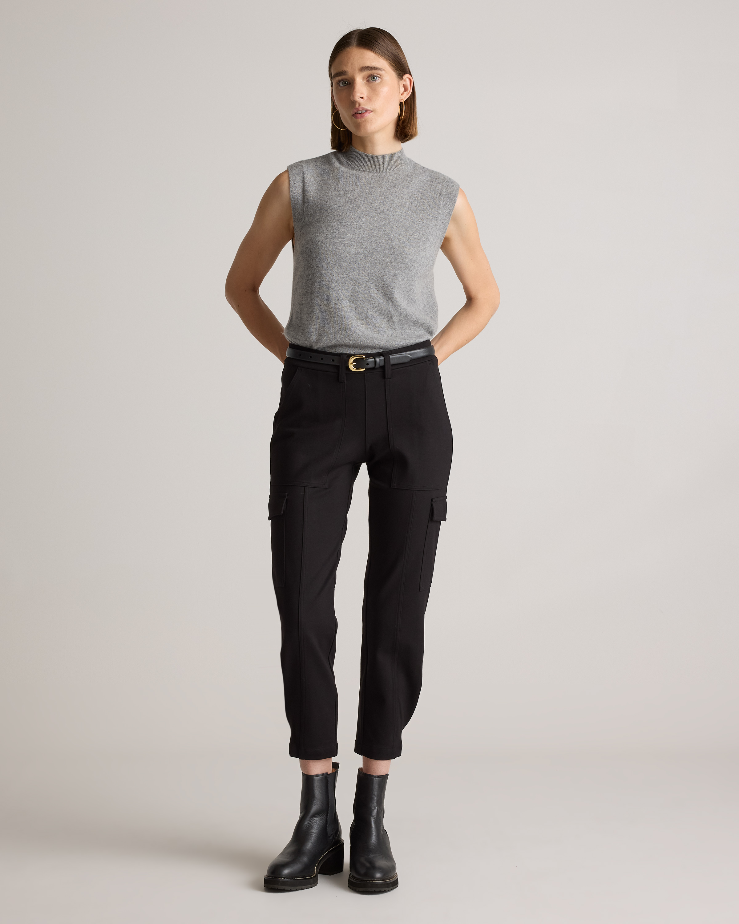 【新品】CARORIE LIGHT PONTE TAPERED PANTS[L] Ultra-Stretch Ponte Tapered Cargo Pants