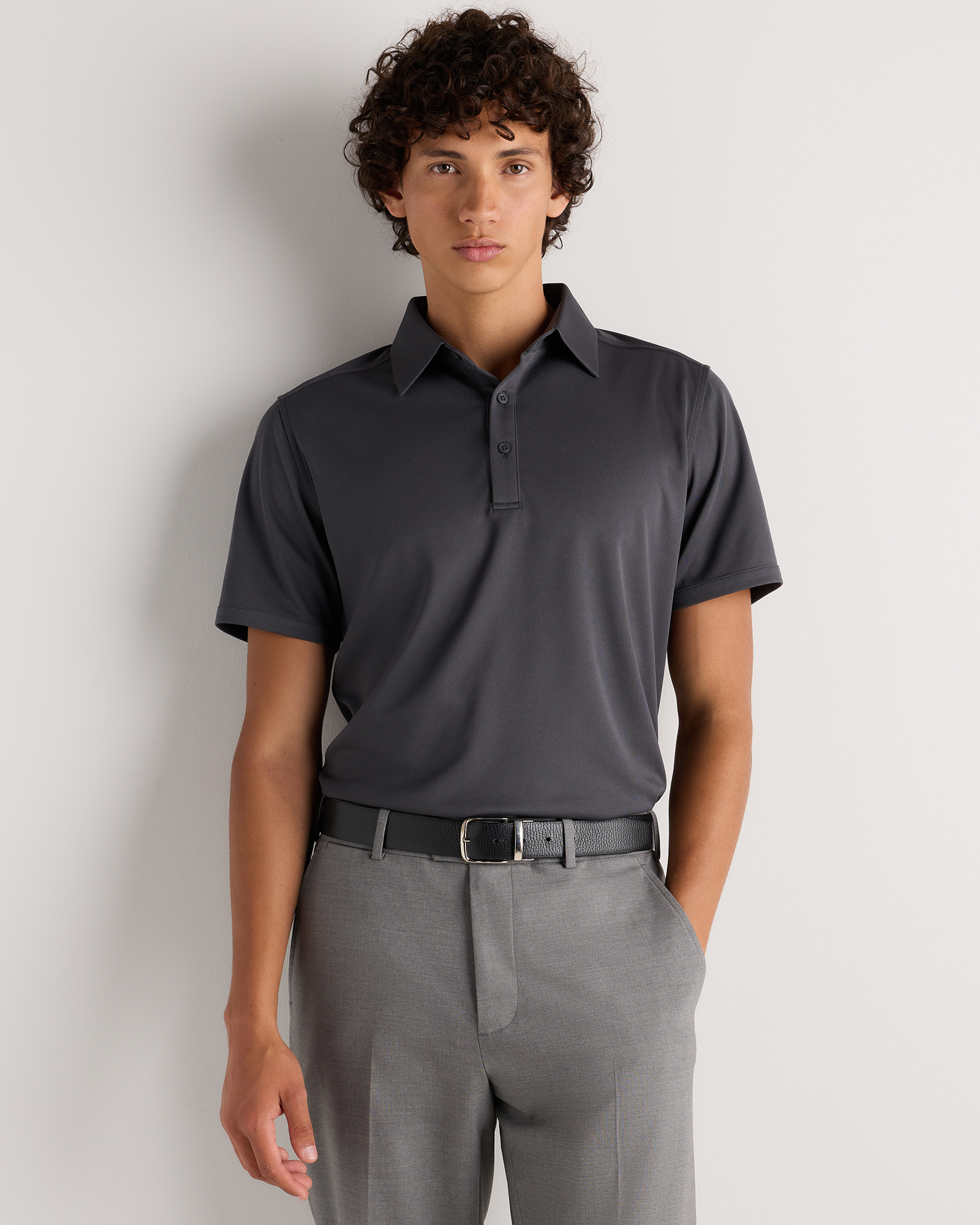 Dark Coal Commuter Stretch Pique Polo